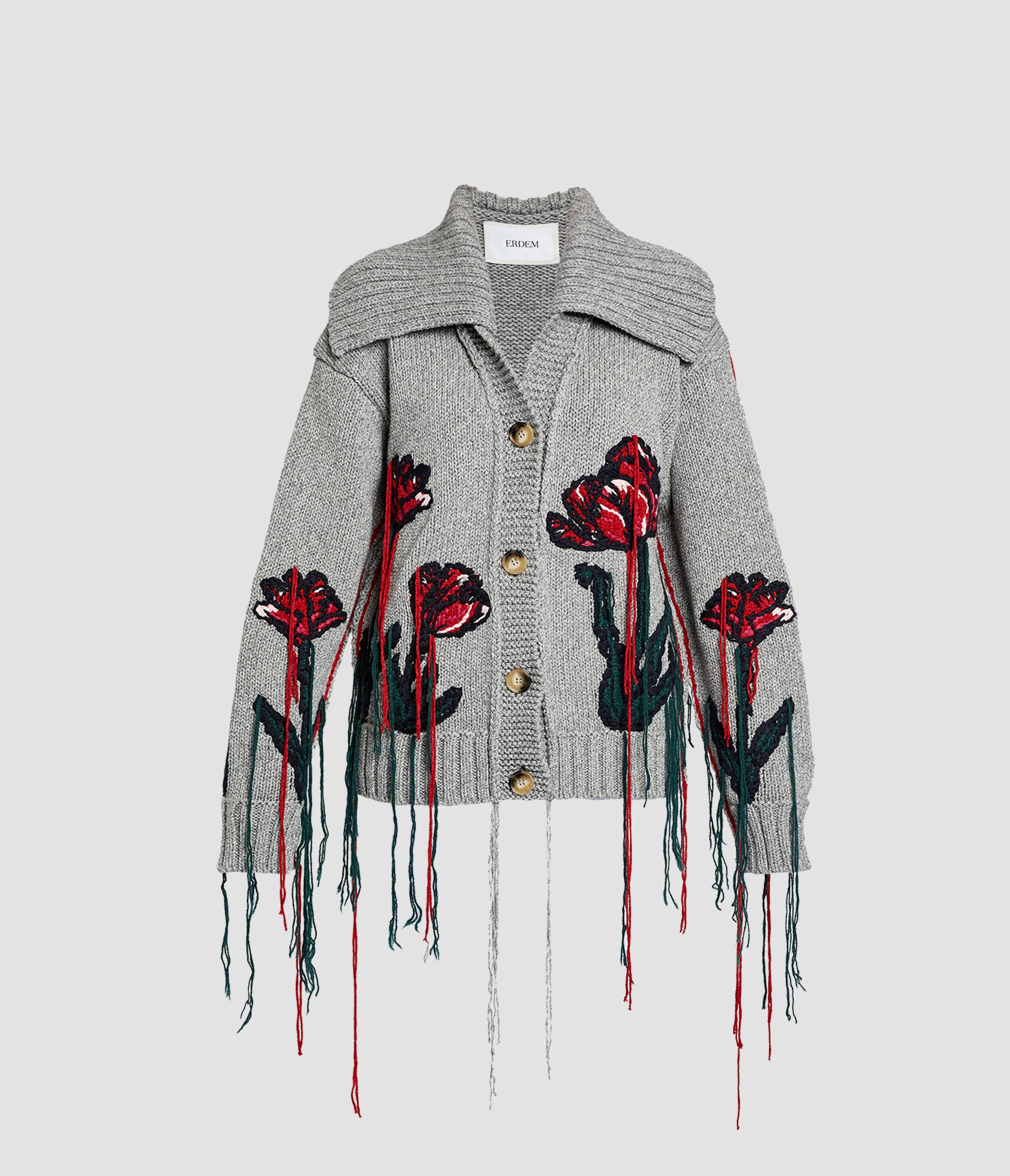 Floral Embroidered Knit Cardigan