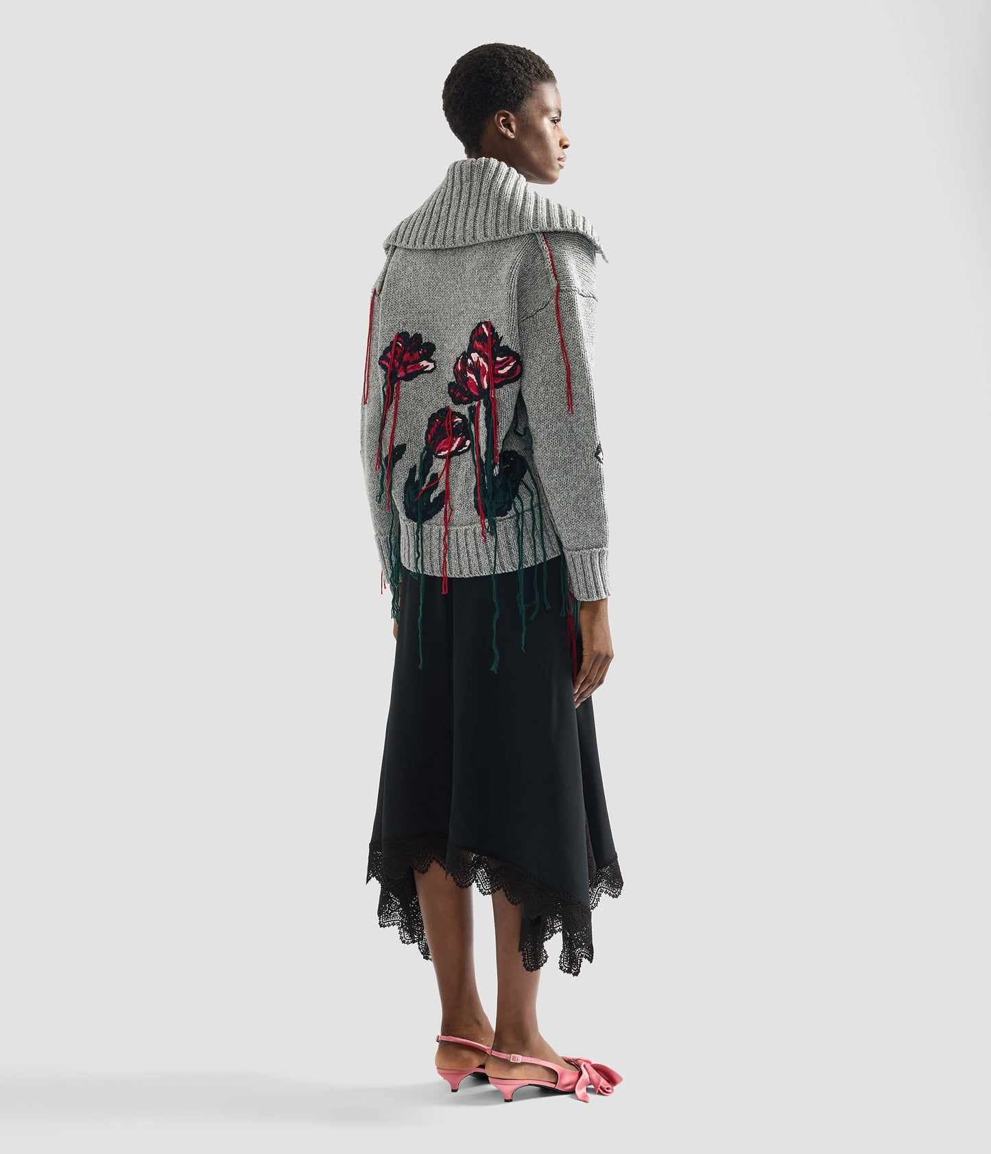 Floral Embroidered Knit Cardigan