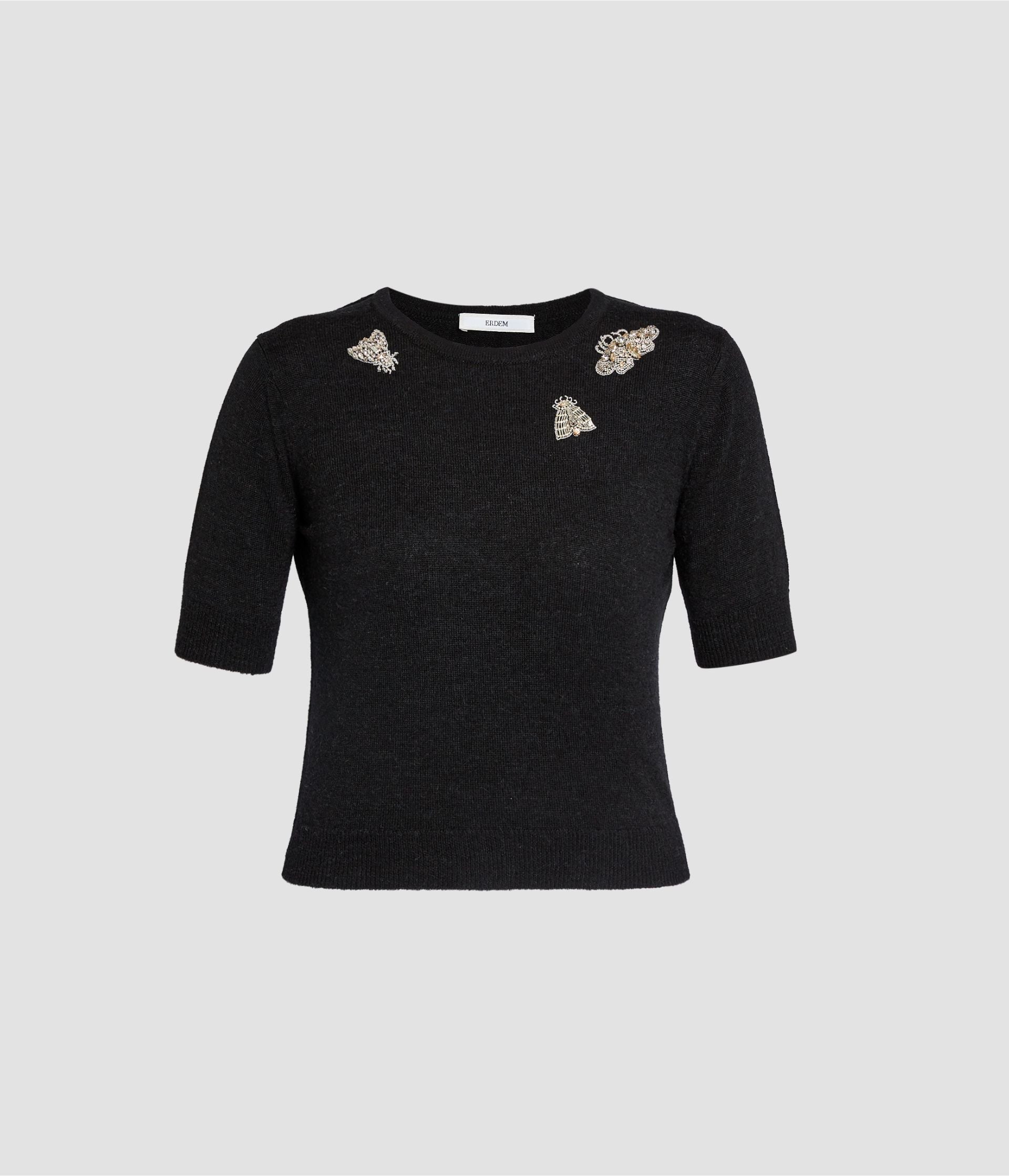 Embellished Short Sleeve Knit Top