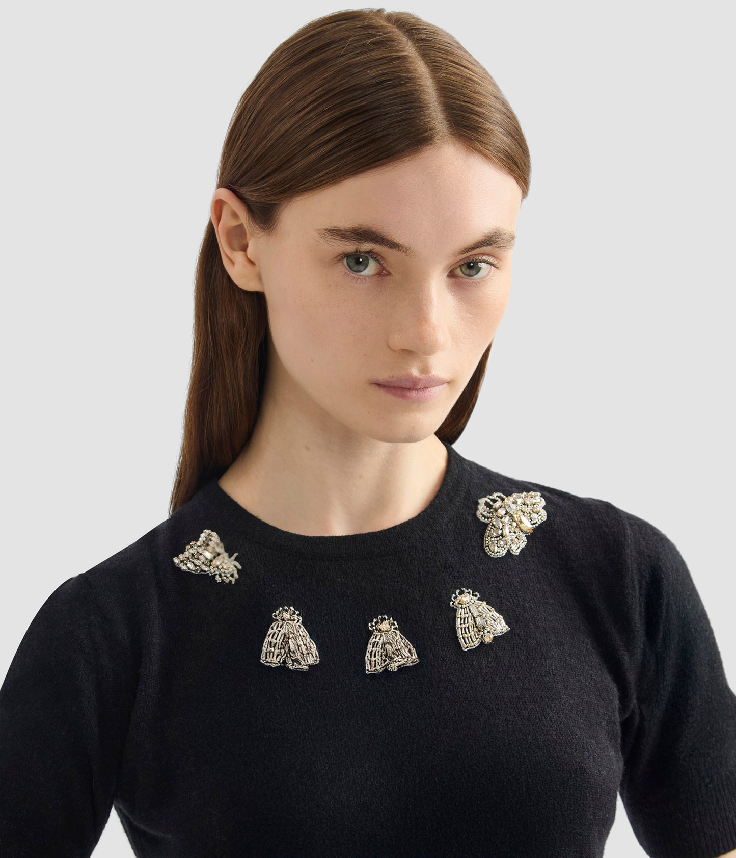 Embellished Short Sleeve Knit Top