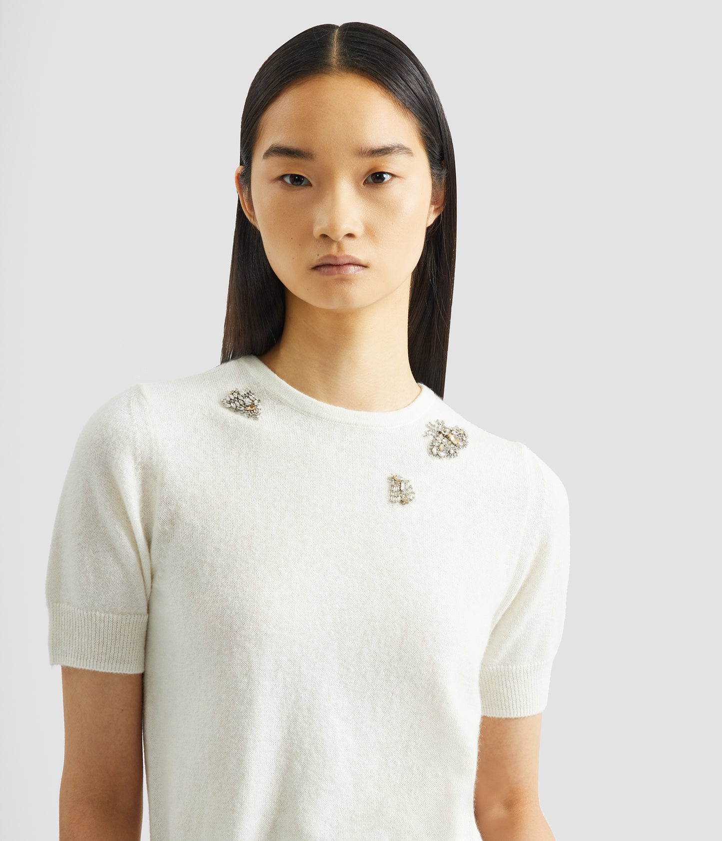 Embellished Short Sleeve Knit Top