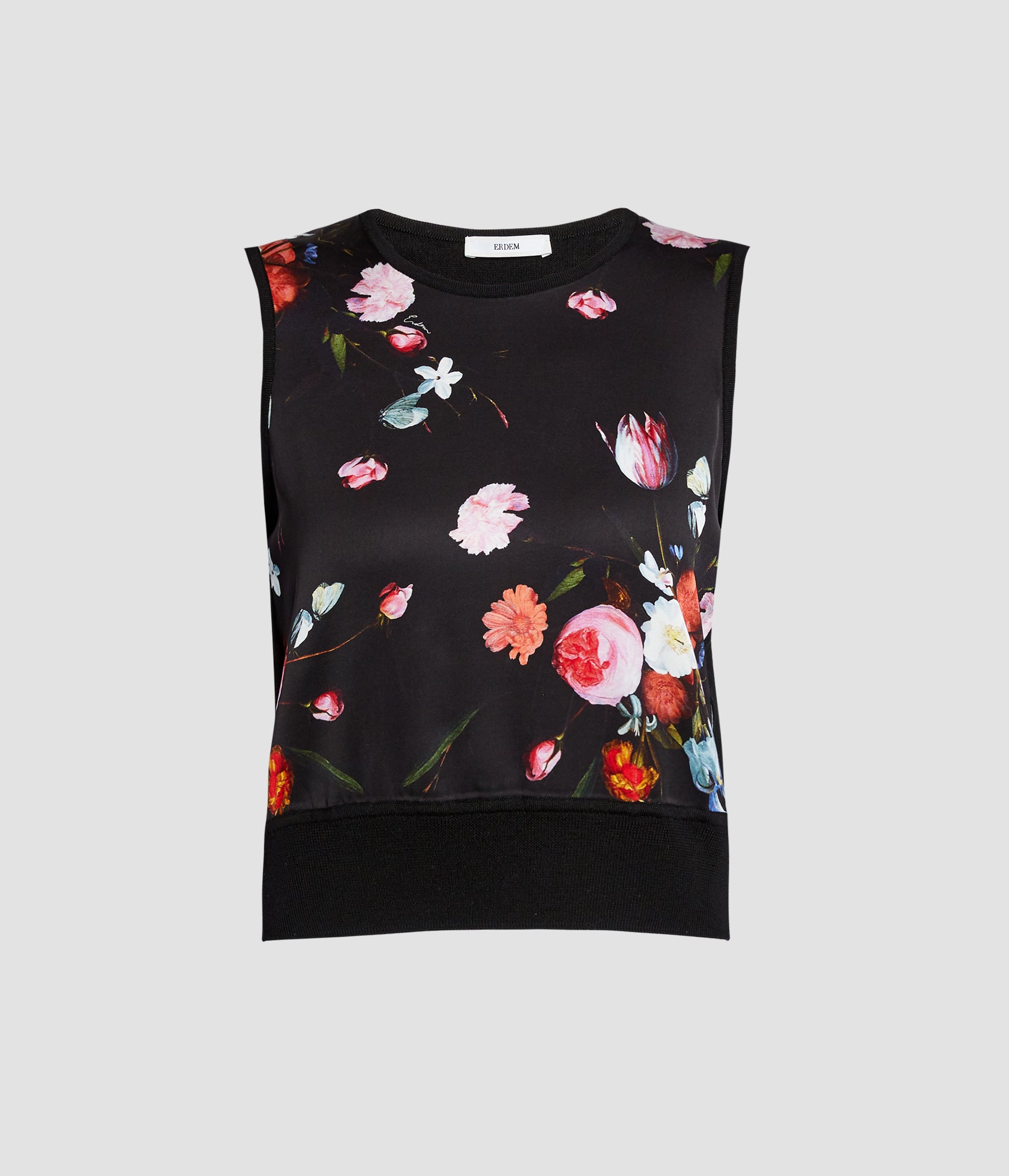 Floral Print Panel Sleeveless Jumper