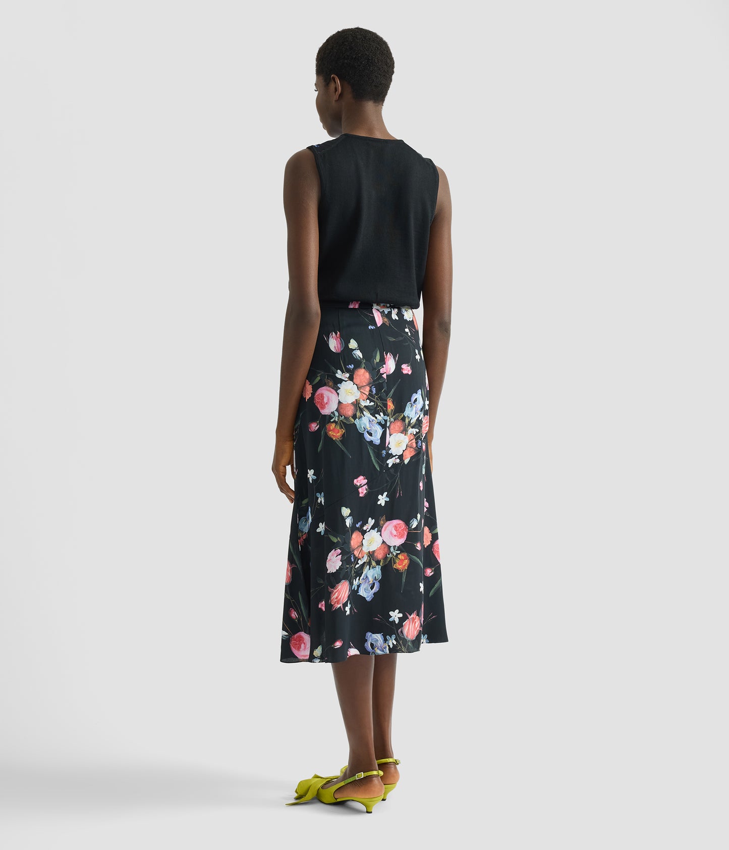 Floral Print Panel Sleeveless Jumper