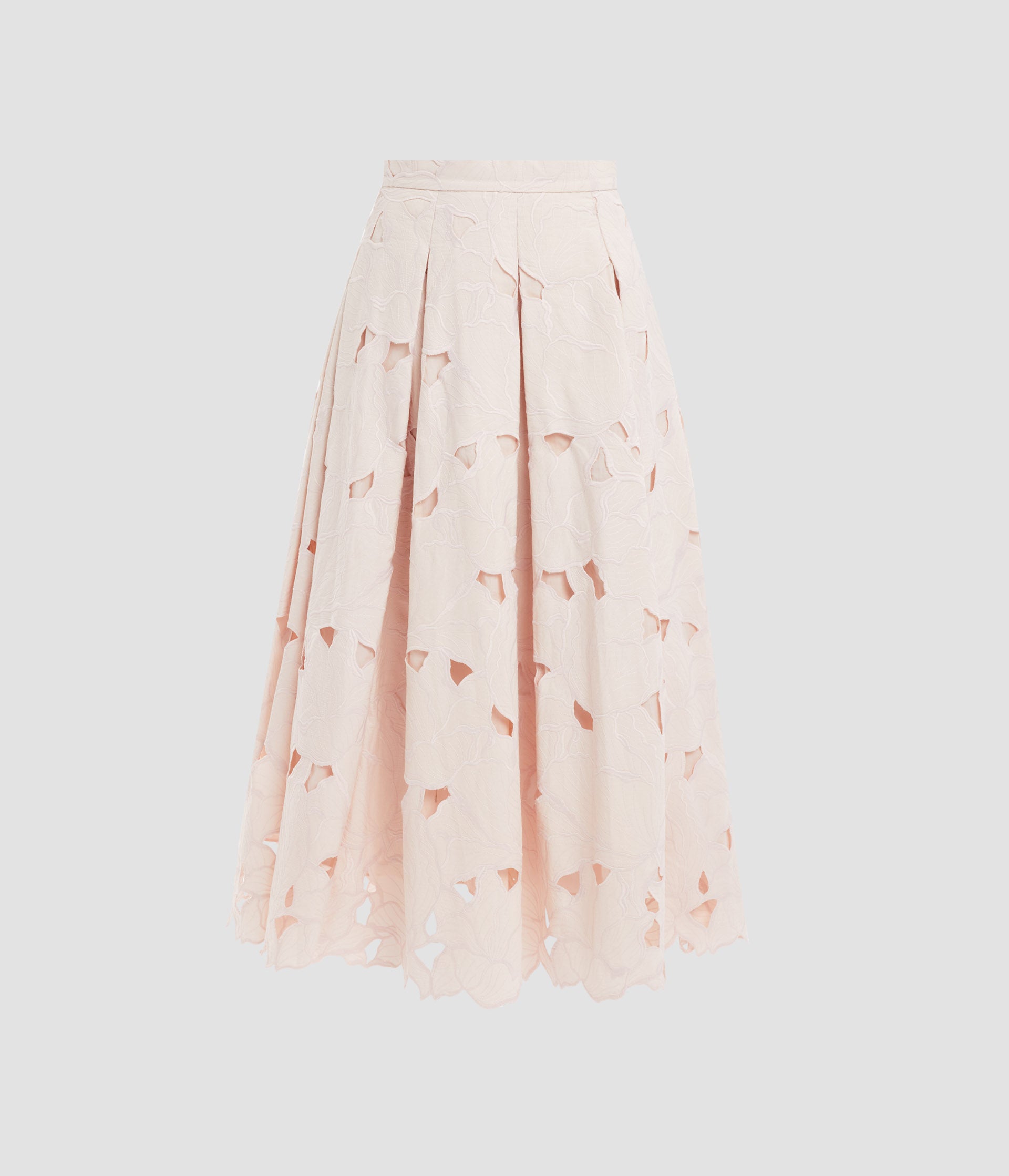 Floral Cutwork Pleated Midi Skirt