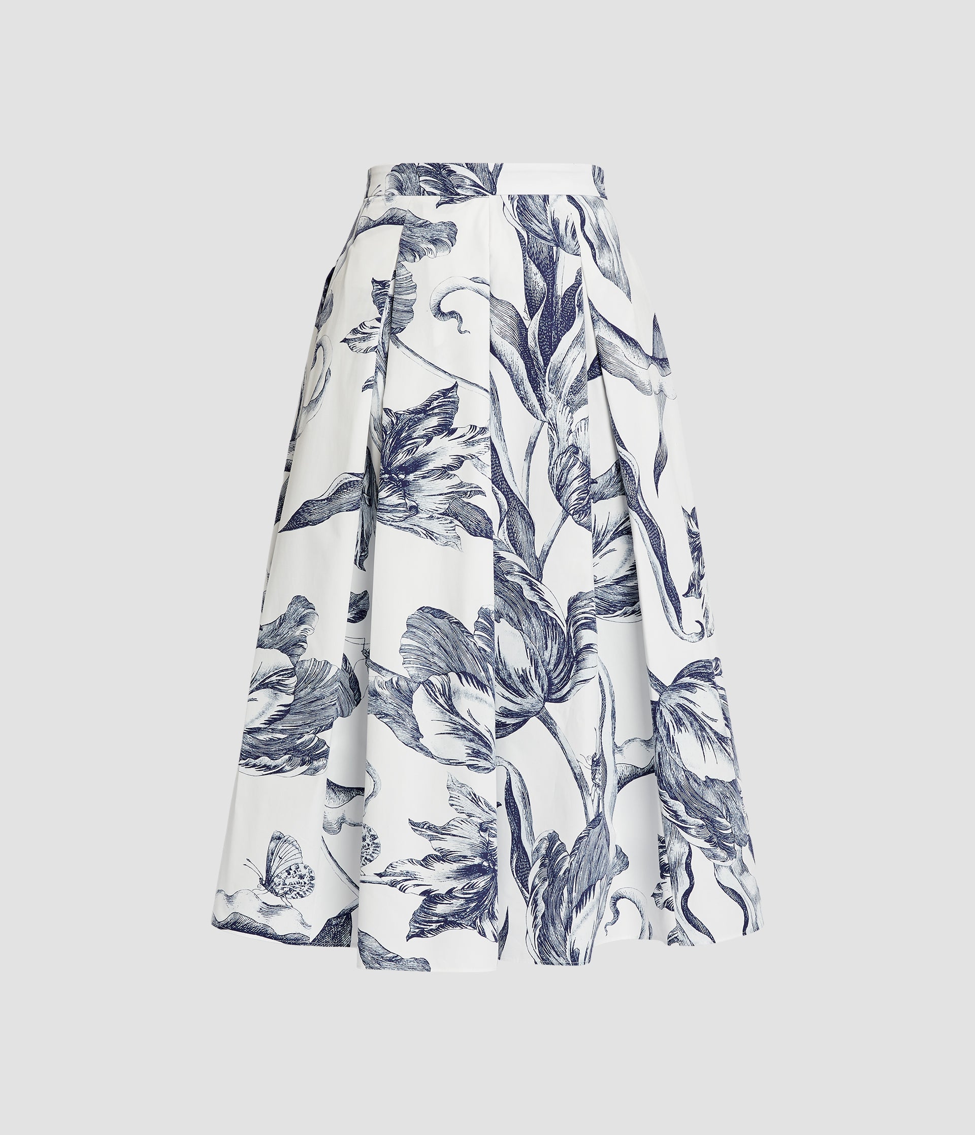 Floral Print Pleated Midi Skirt