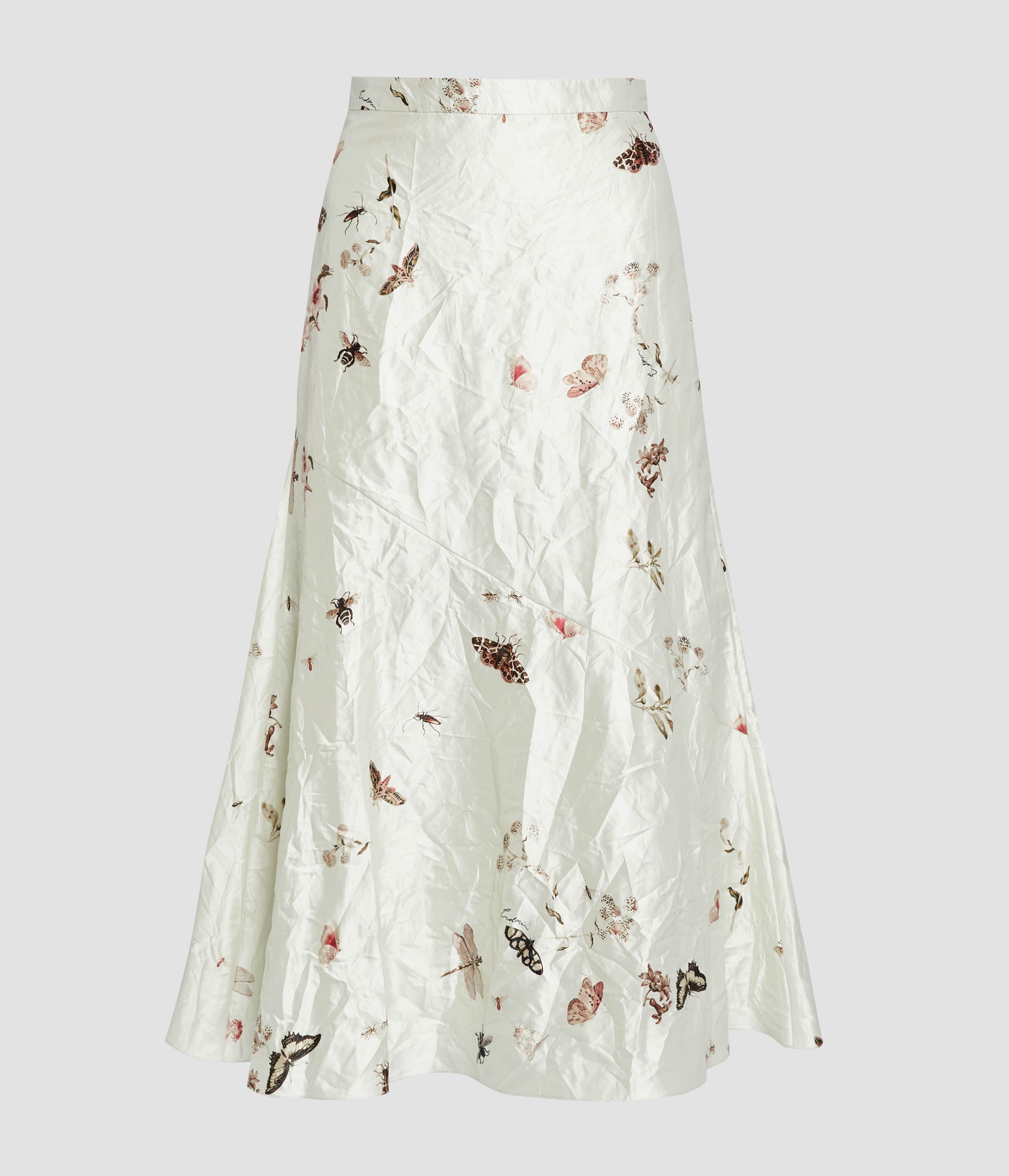 Printed Textured Satin A Line Midi Skirt