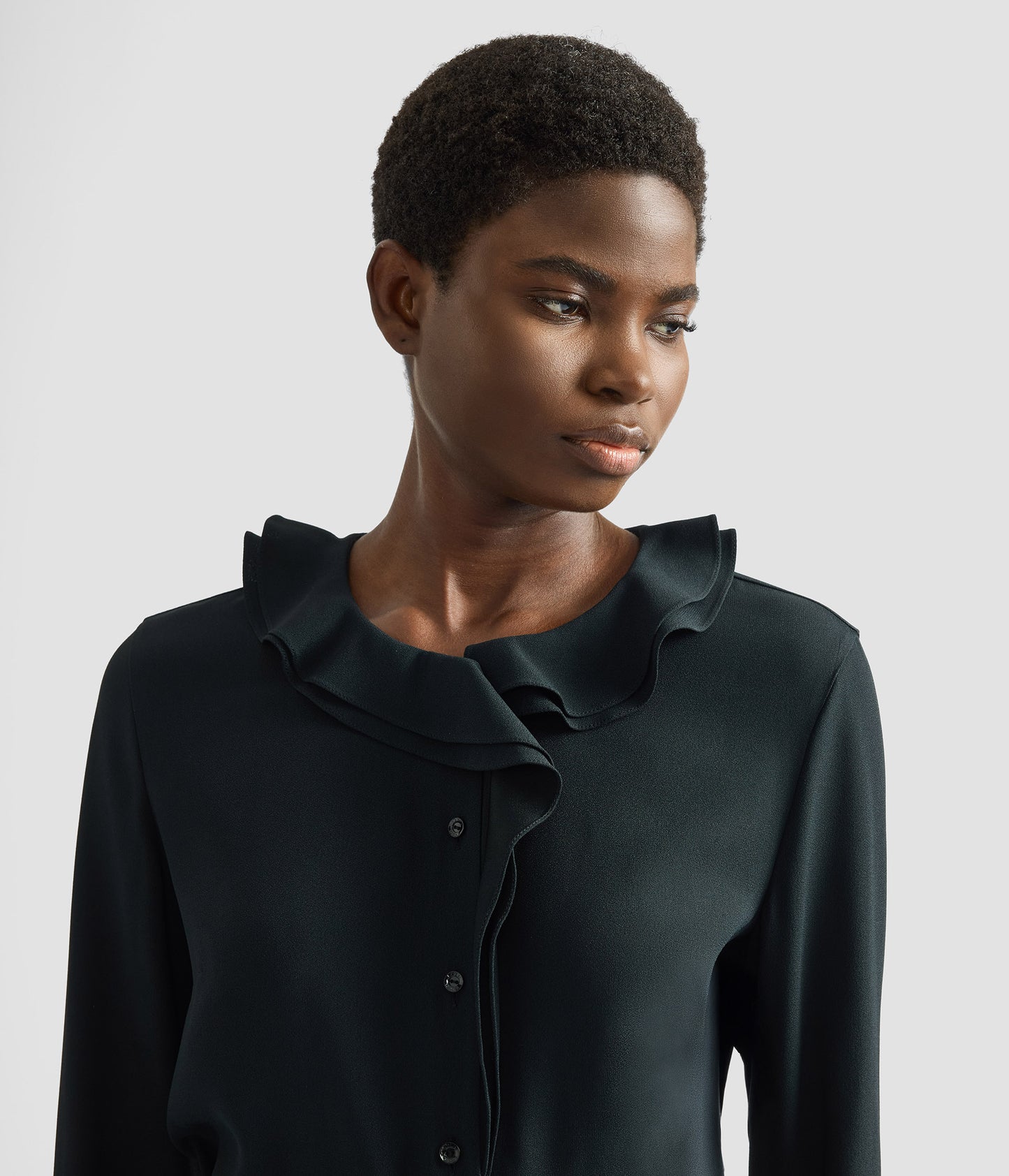 Satin Cady Long Sleeve Shirt