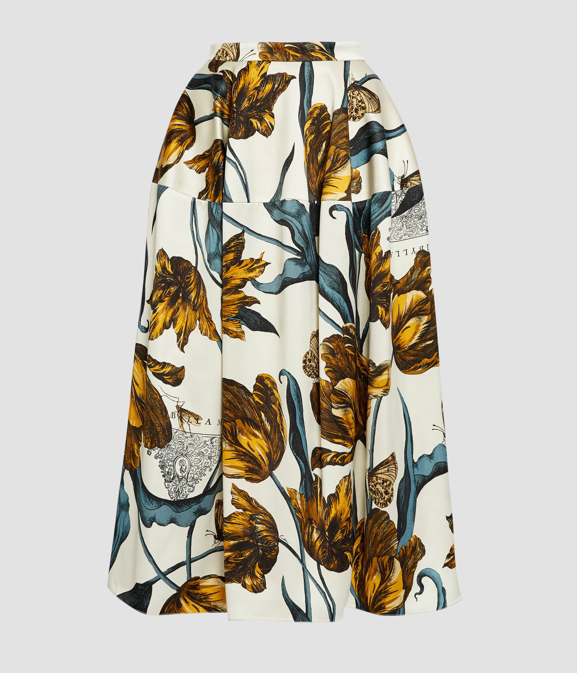 Floral Print Duchess Midi Skirt