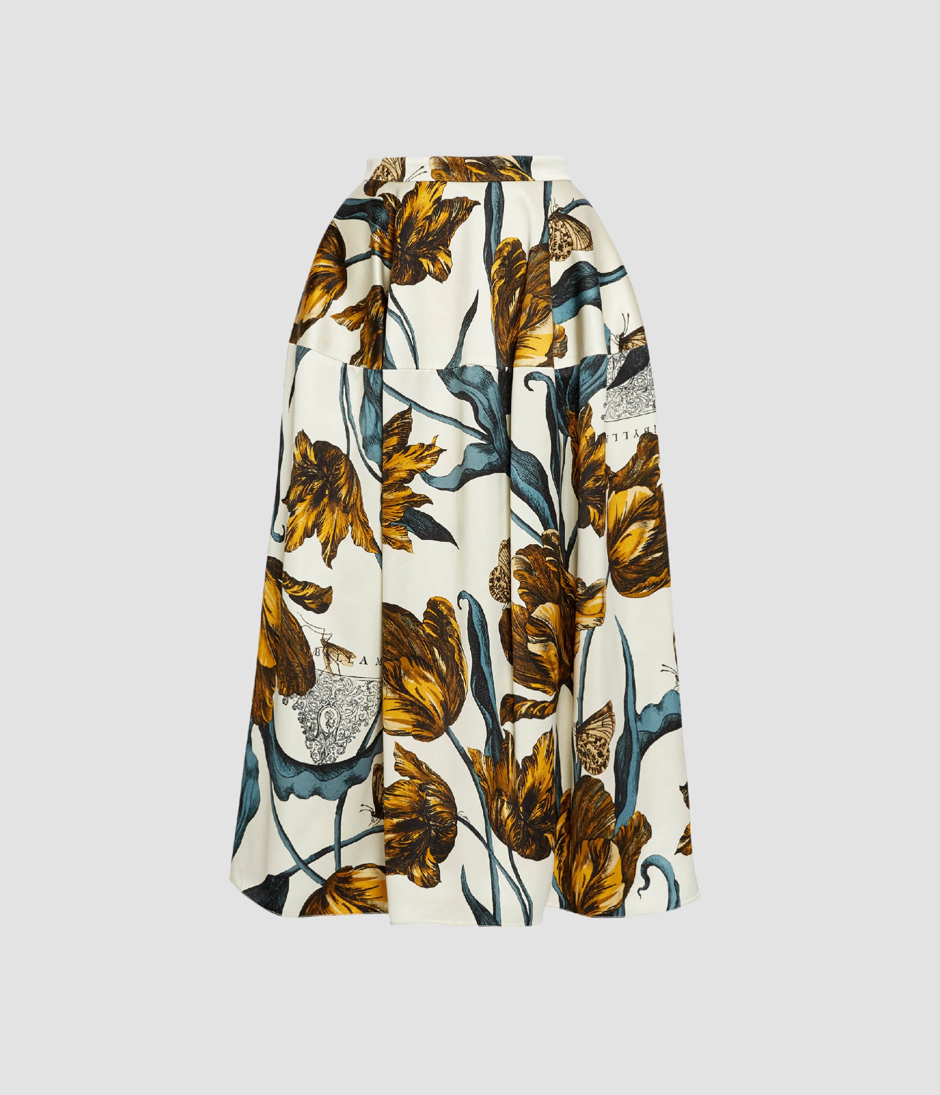 Floral Print Duchess Midi Skirt