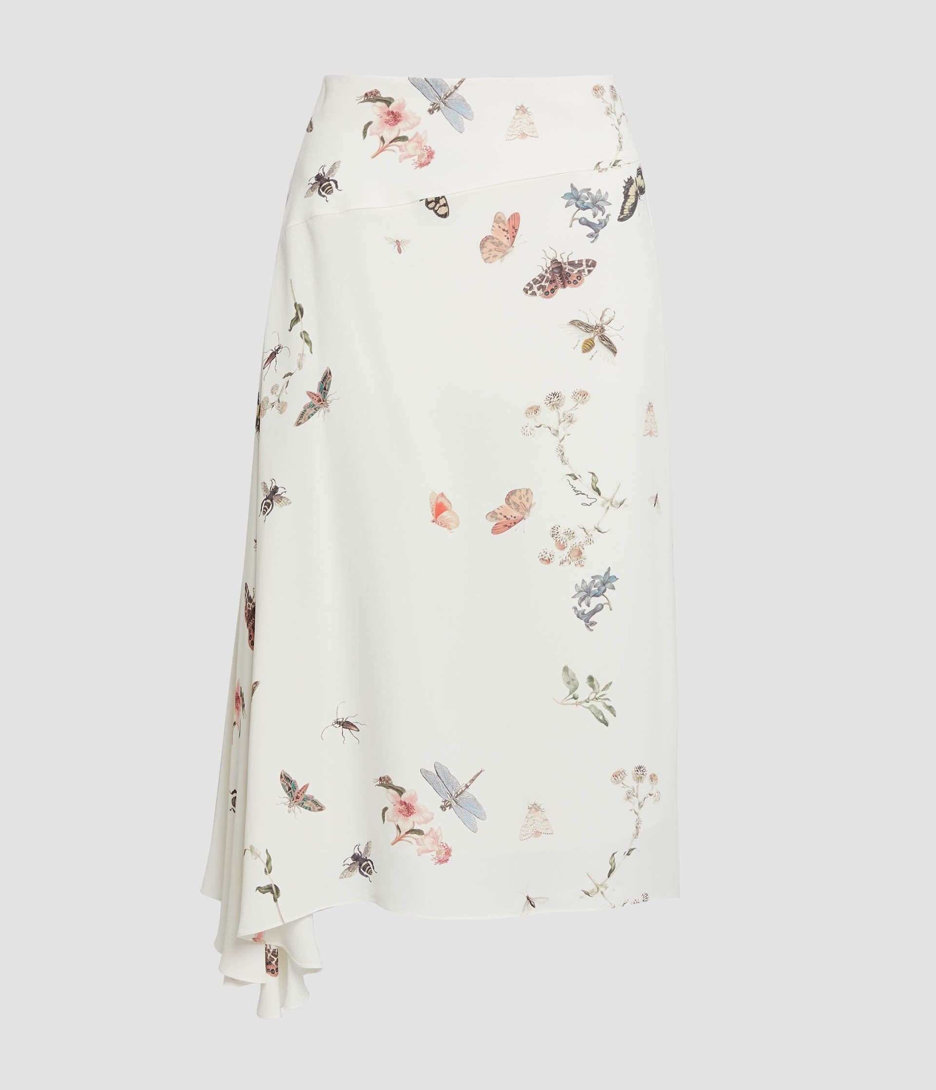 Printed Crepe Draped Midi Skirt