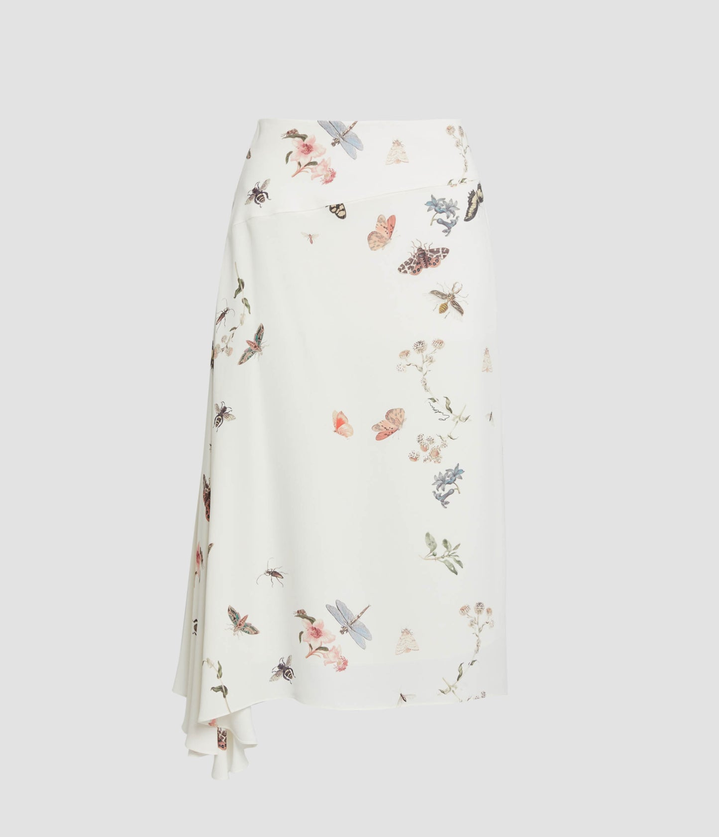 Printed Crepe Draped Midi Skirt