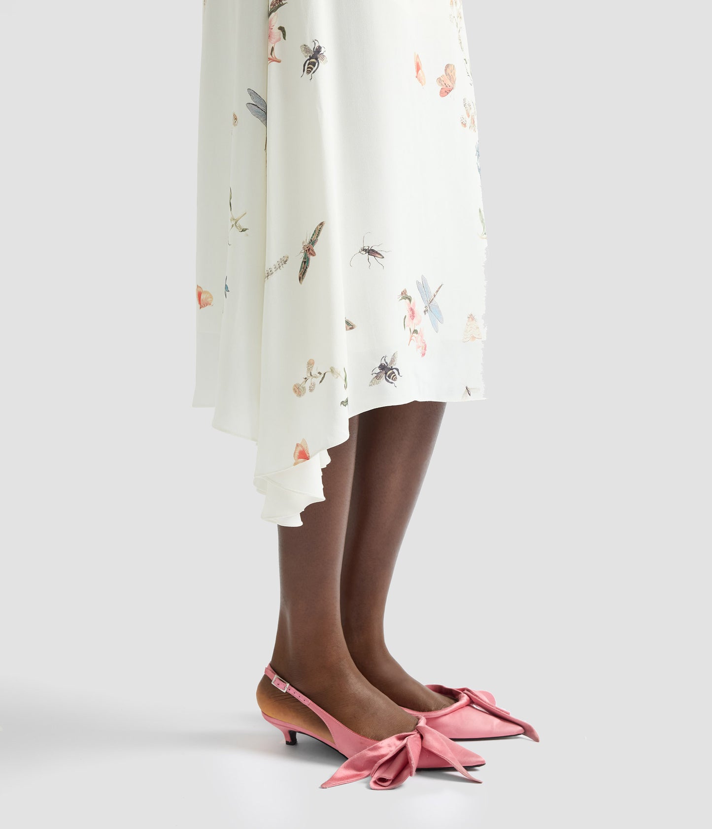 Printed Crepe Draped Midi Skirt