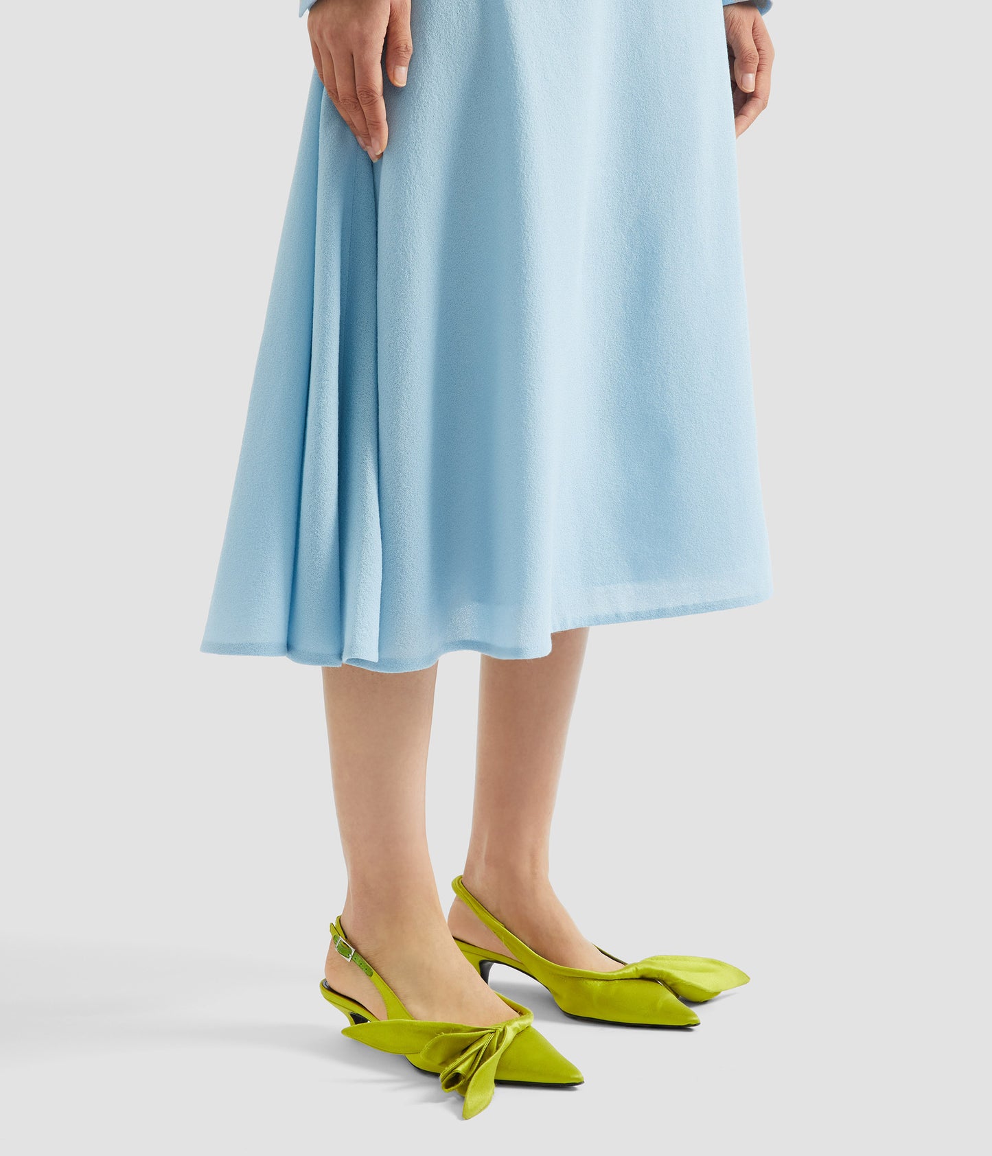 Draped Crepe Midi Skirt