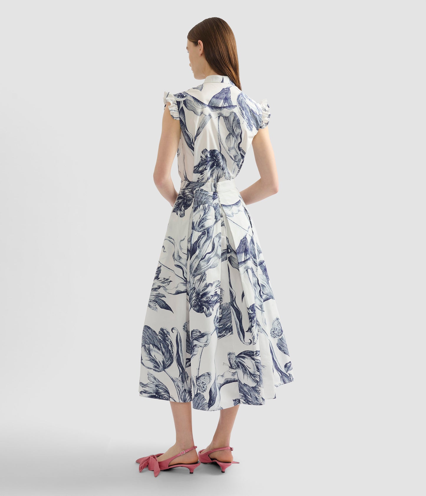 Floral Print Pleated Midi Skirt