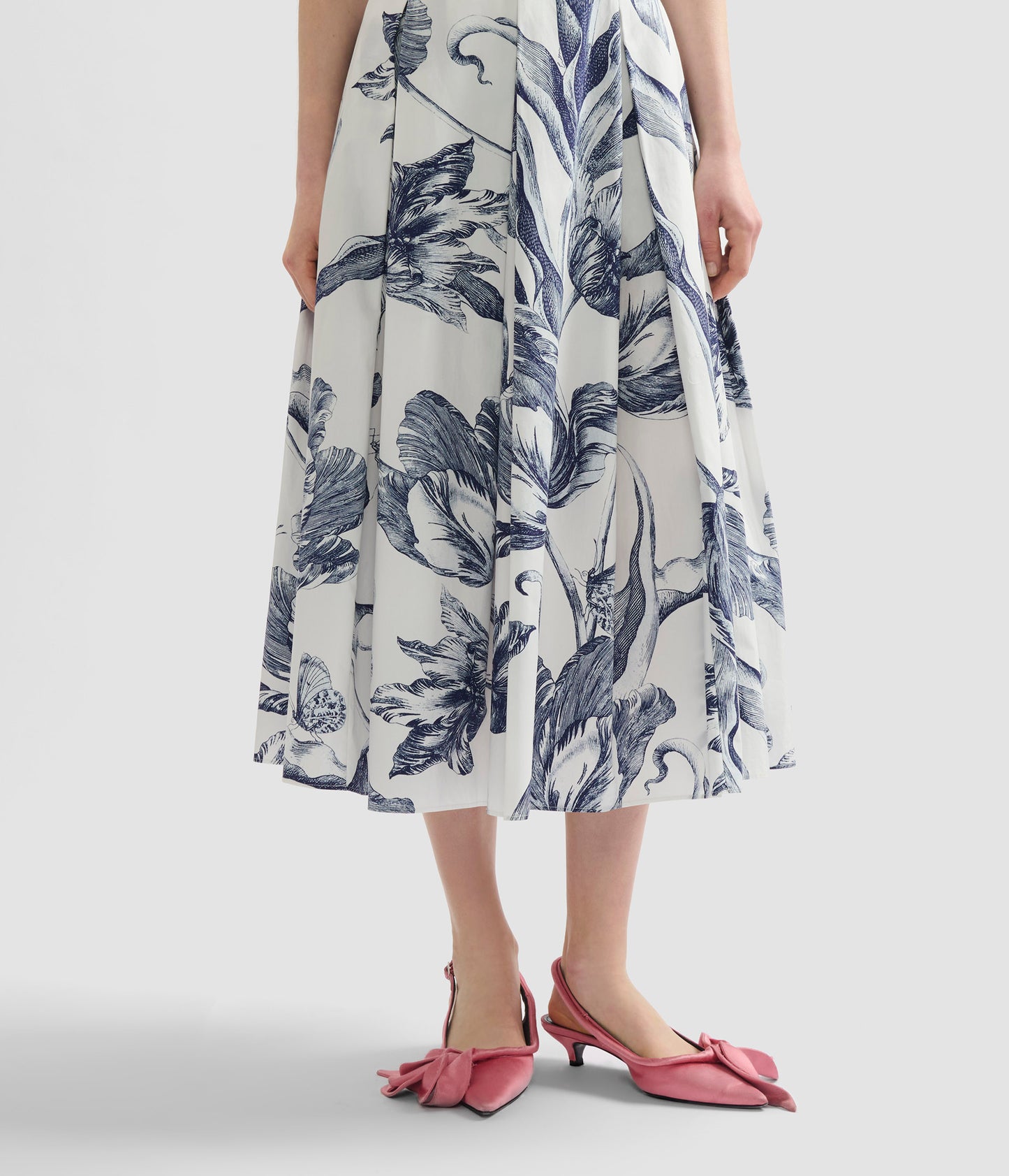 Floral Print Pleated Midi Skirt