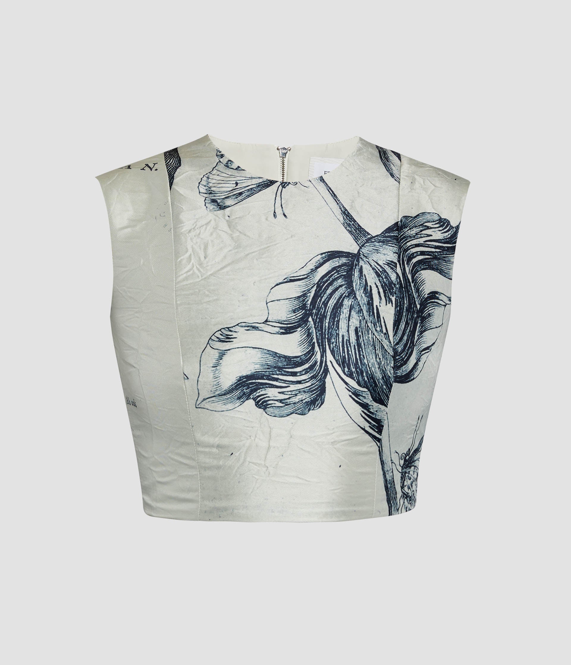 Floral Print Textured Satin Bodice Top