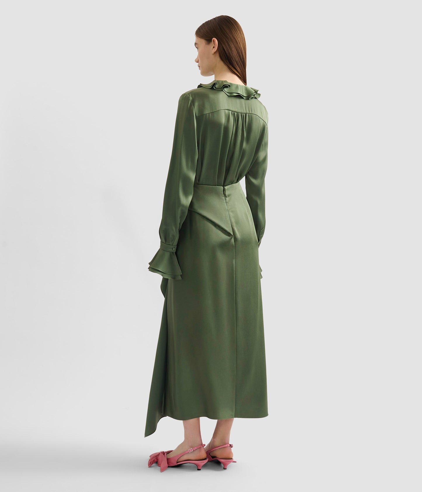 Satin Cady Long Sleeve Shirt