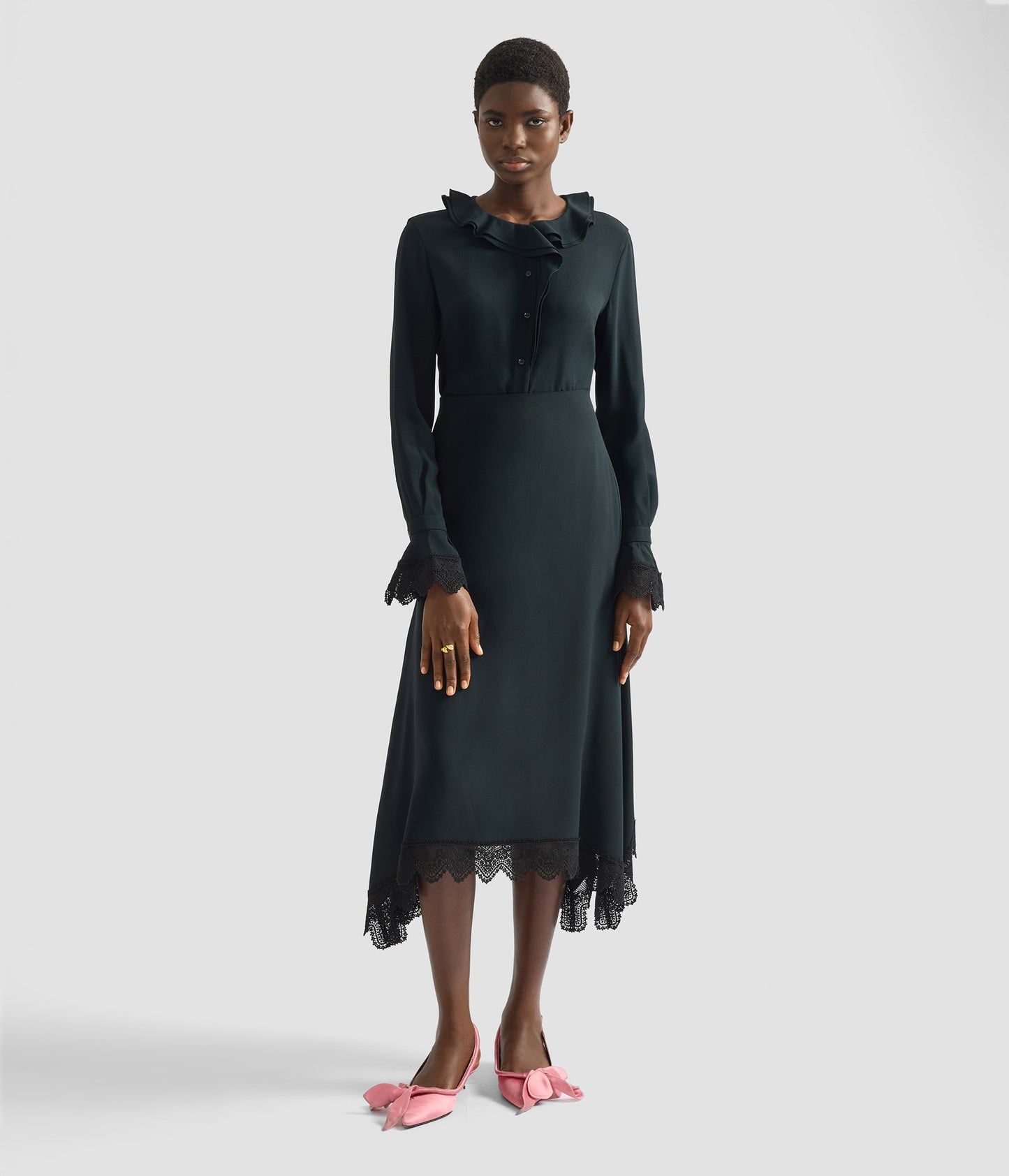 Satin Cady Long Sleeve Shirt