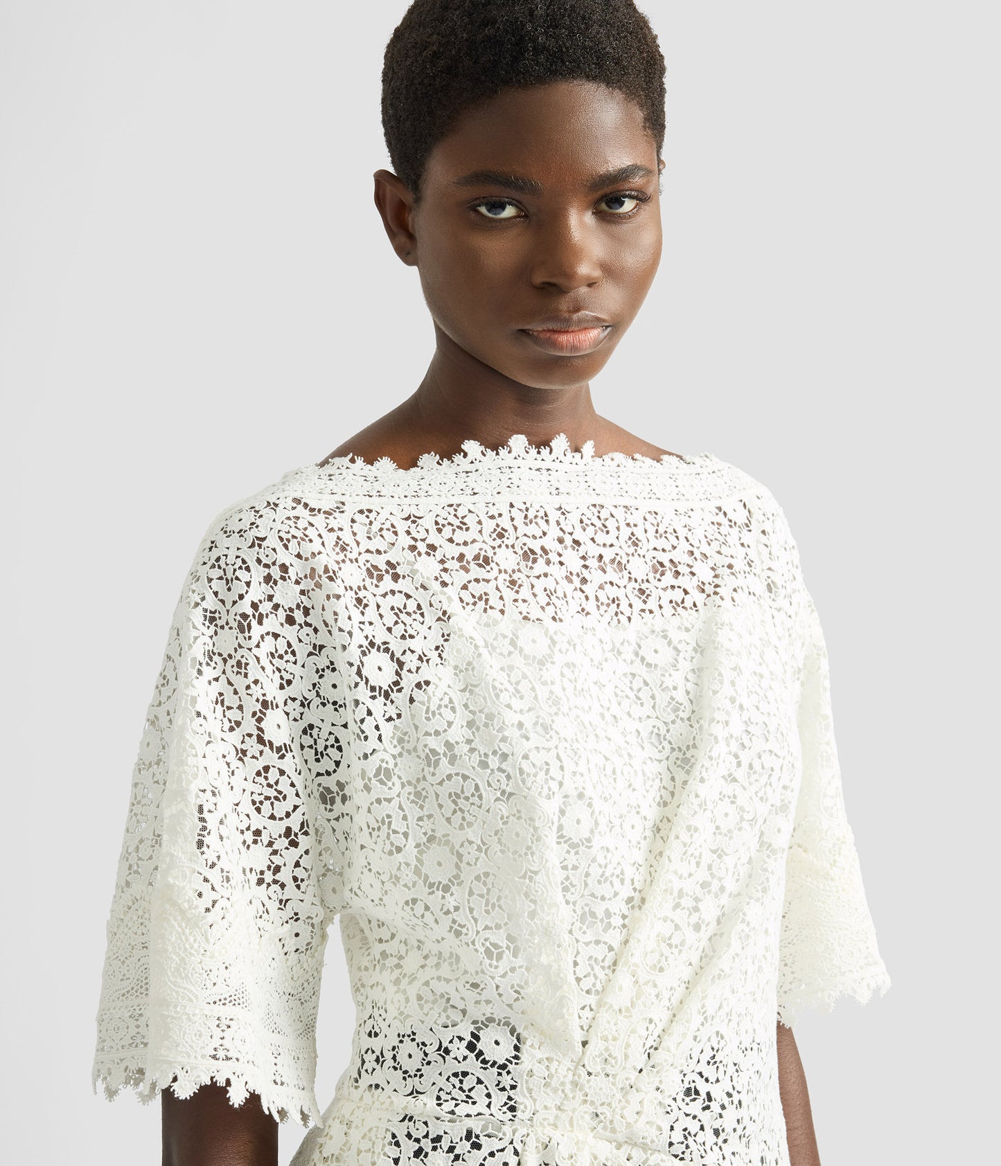 Guipure Lace Short Sleeve Blouse