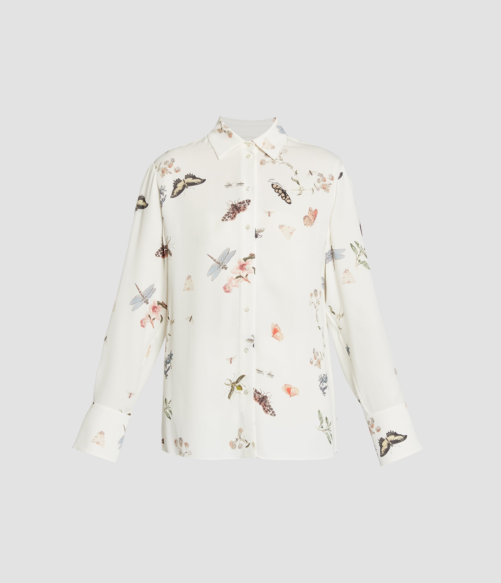 Printed Crepe Long Sleeve Shirt