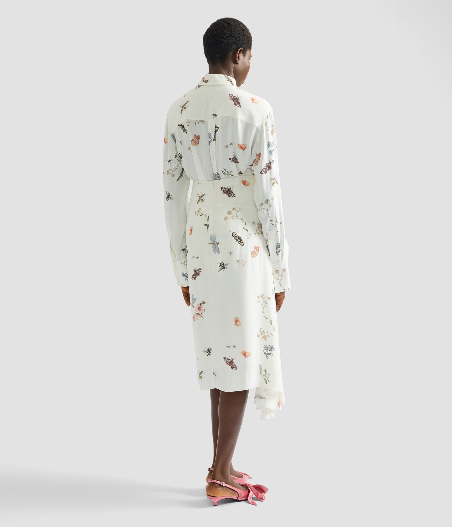 Printed Crepe Draped Midi Skirt