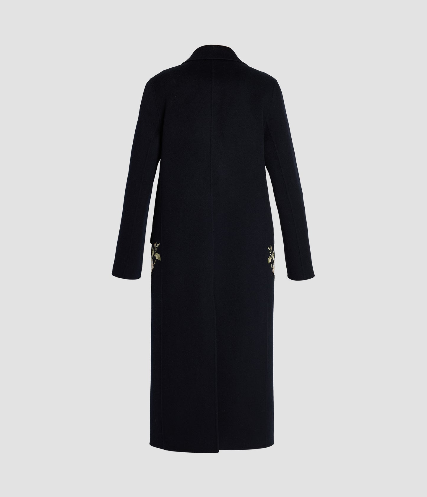 Embroidered Double Face Wool Tailored Coat