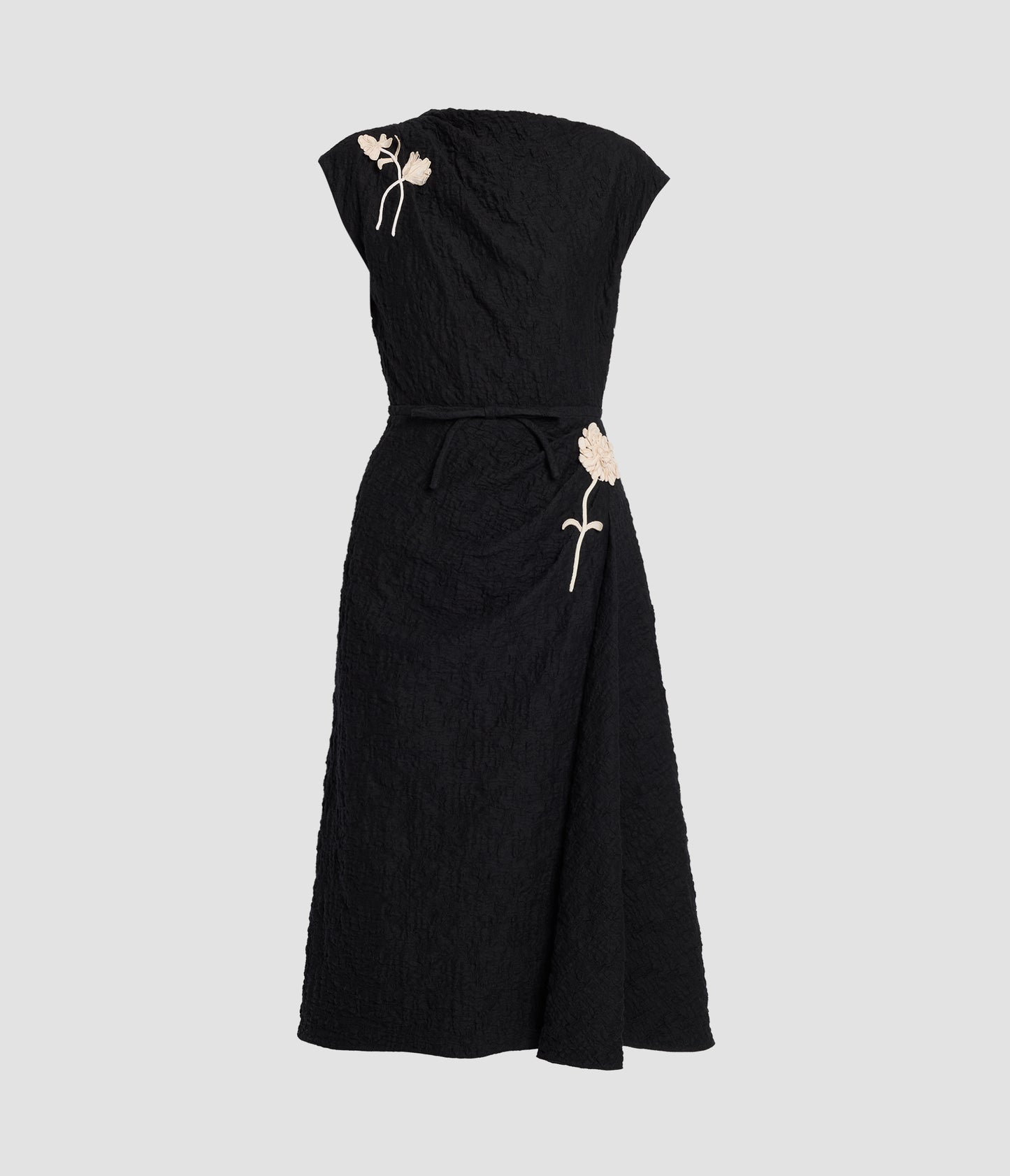 Embroidered Cotton Cloque Midi Dress