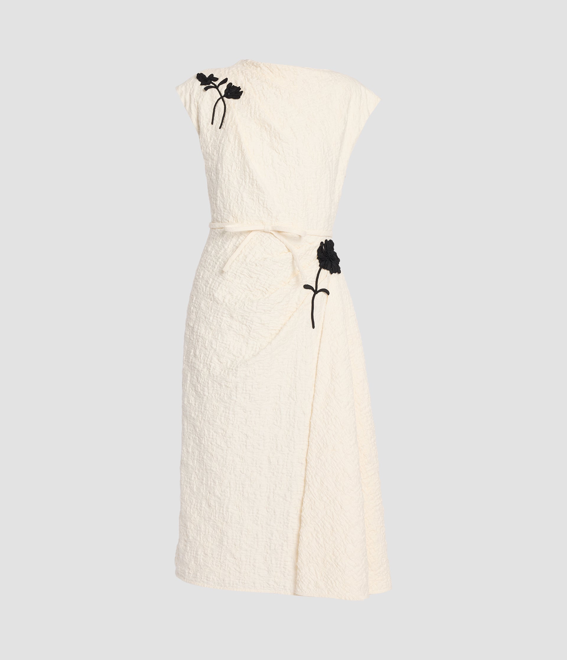 Embroidered Cotton Cloque Midi Dress