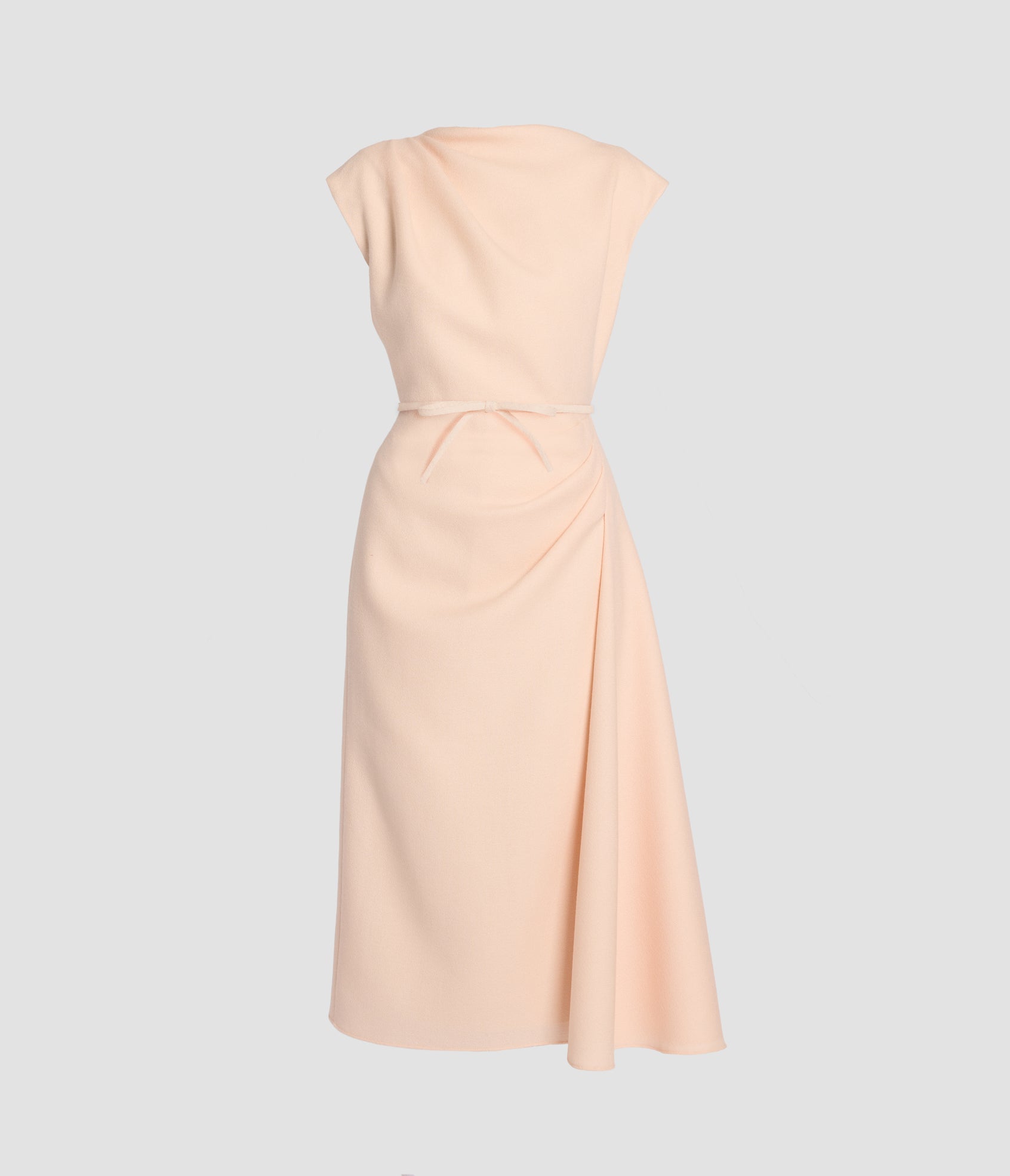 Wool Sable Draped Midi Dress