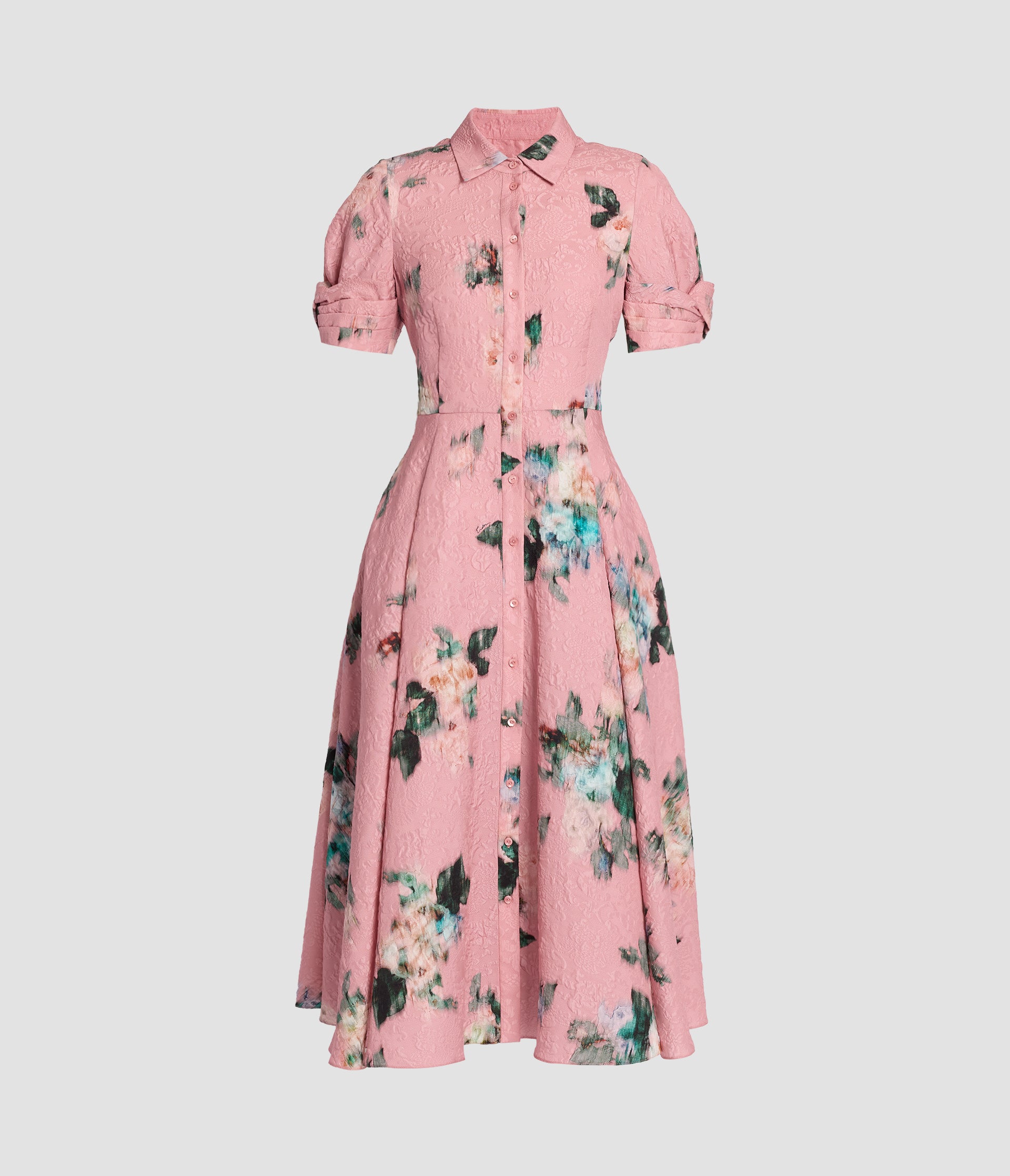 Floral Matelasse Short Sleeve Midi Dress