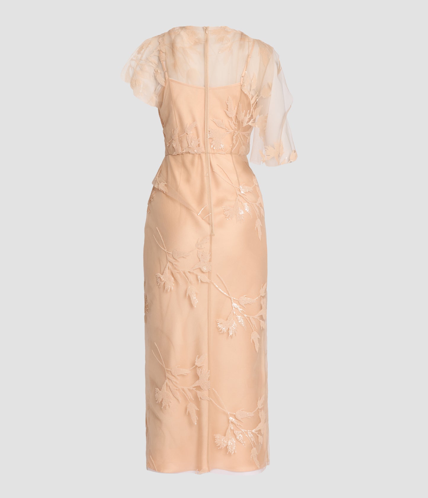 Floral Sequined Tulle Midi Dress