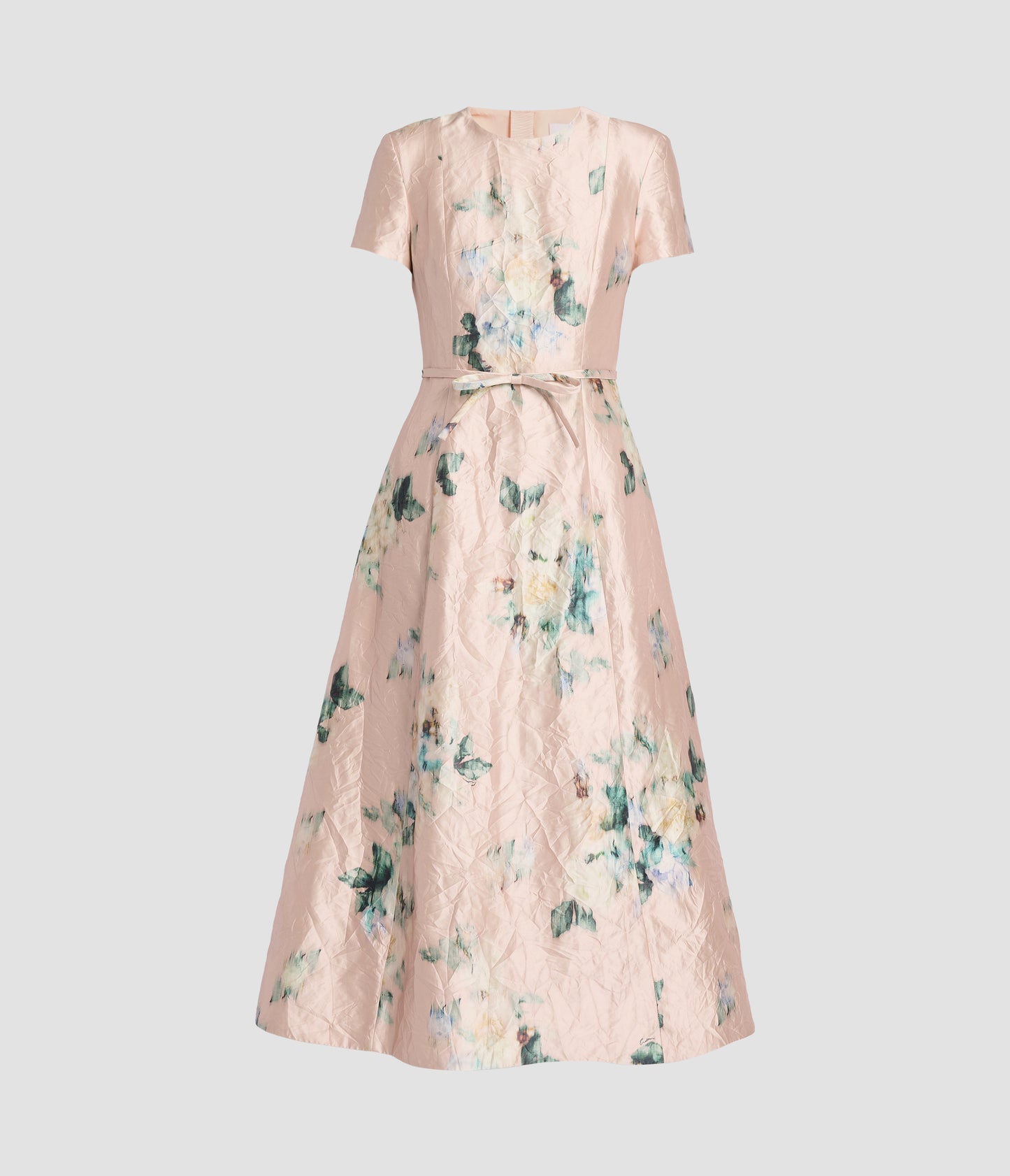 Floral Textured Satin Midi Dress