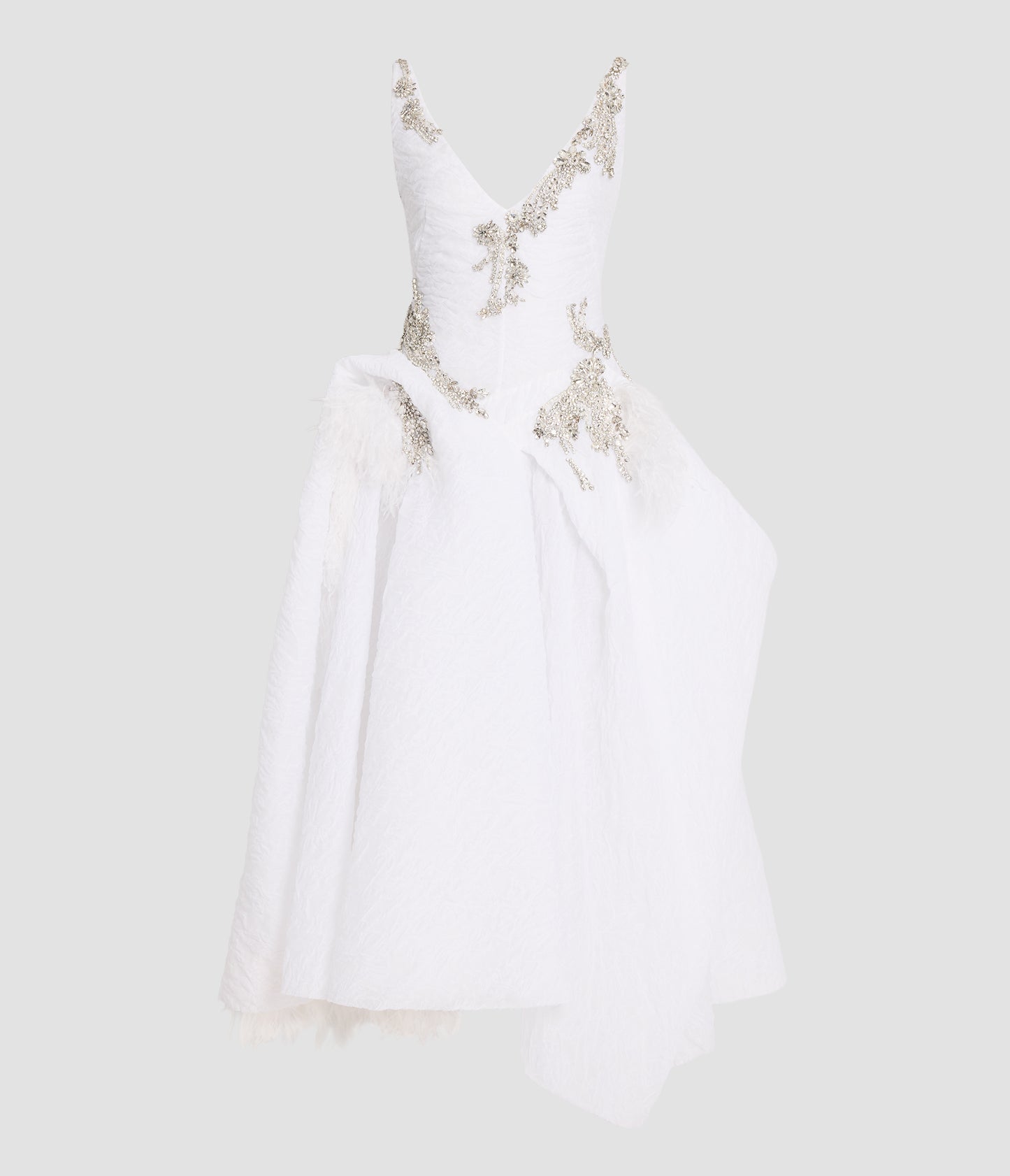 Embroidered Organza Cloque Midi Dress
