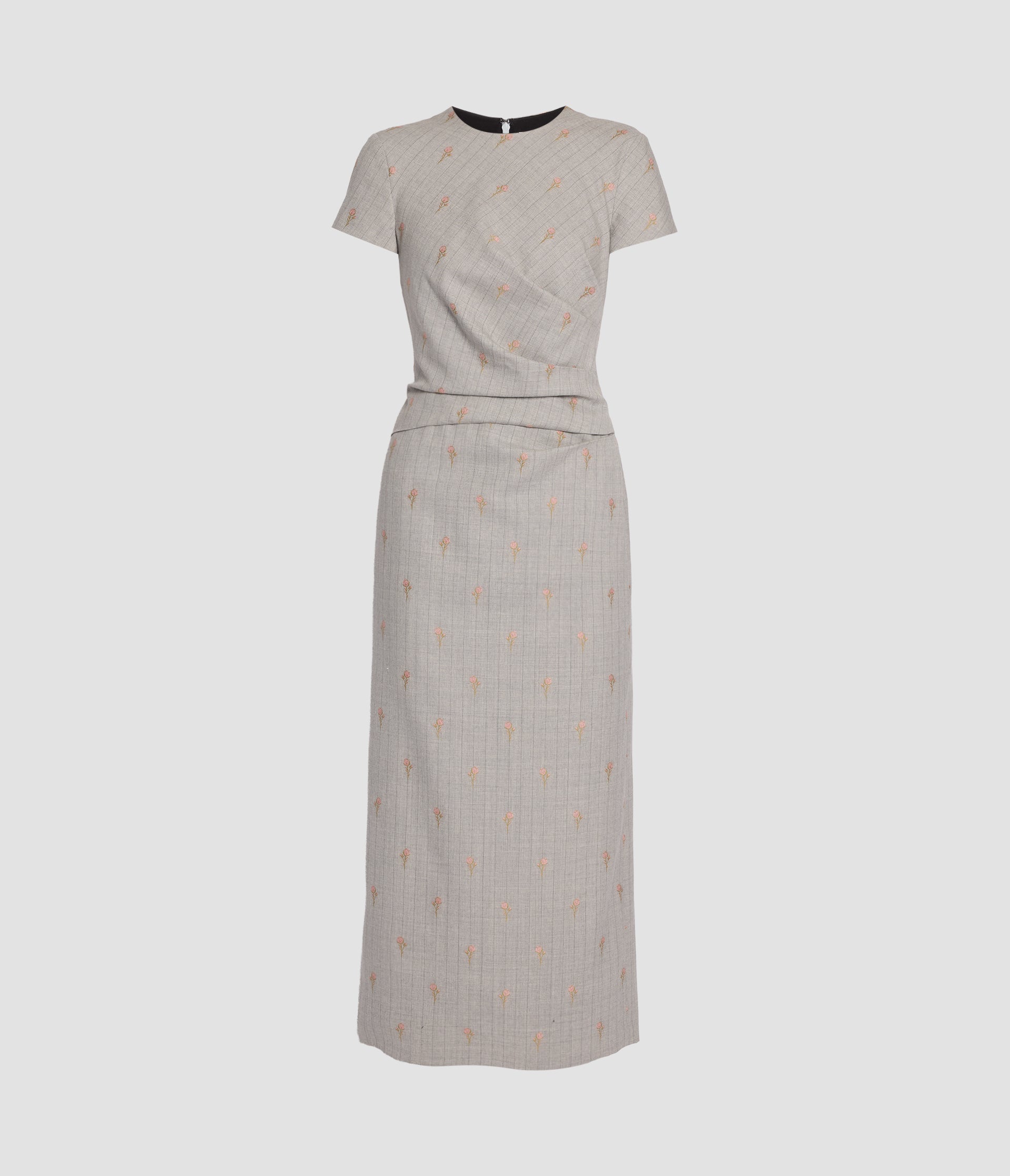 Pinstripe Cap Sleeve Midi Dress