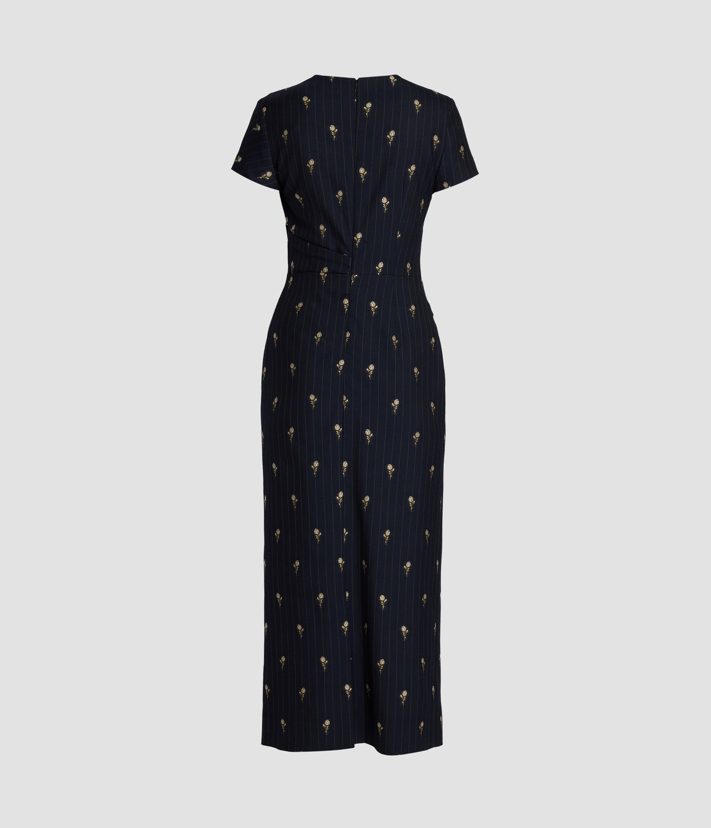 Pinstripe Cap Sleeve Midi Dress