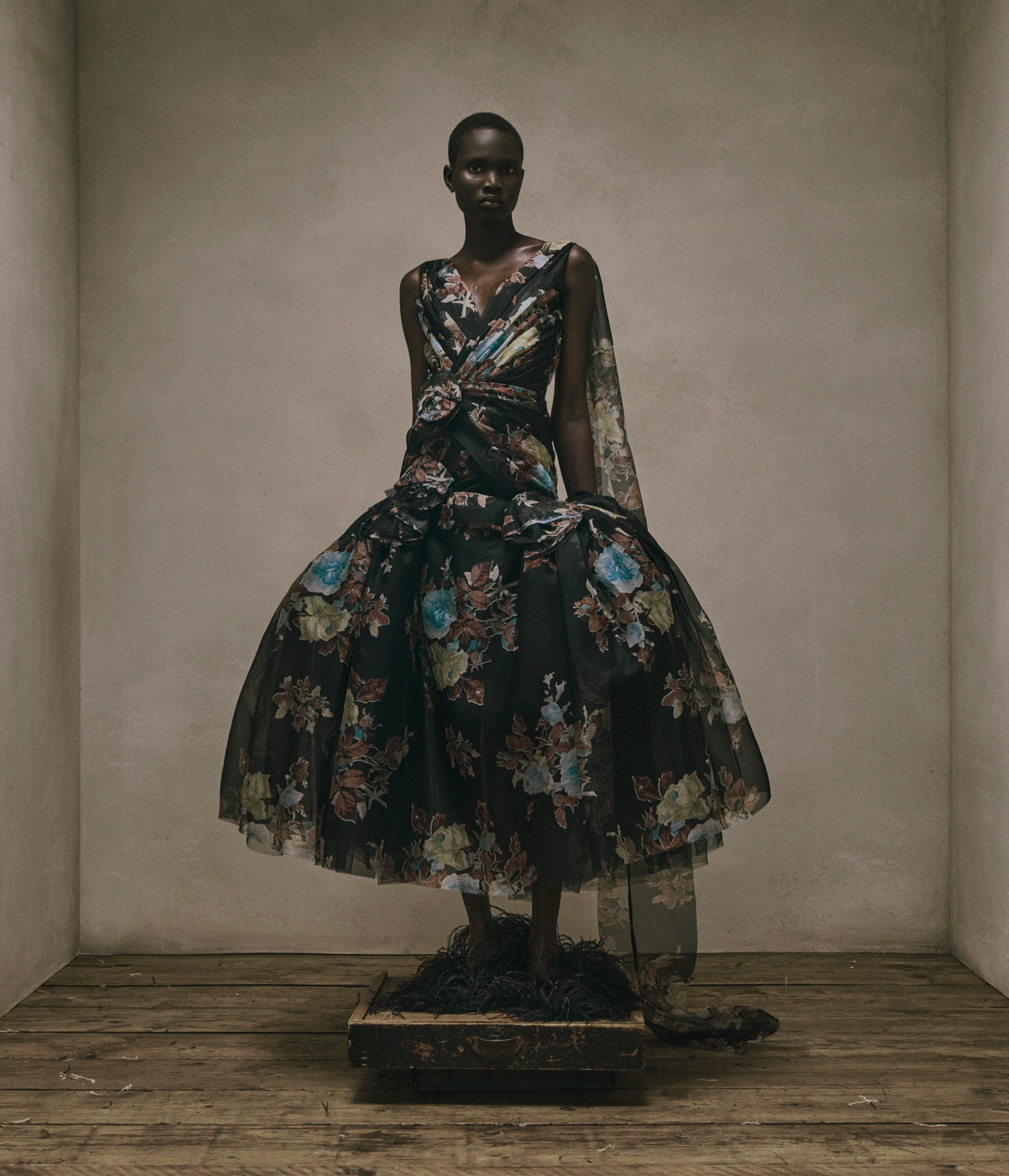 Floral Silk Organza Midi Dress