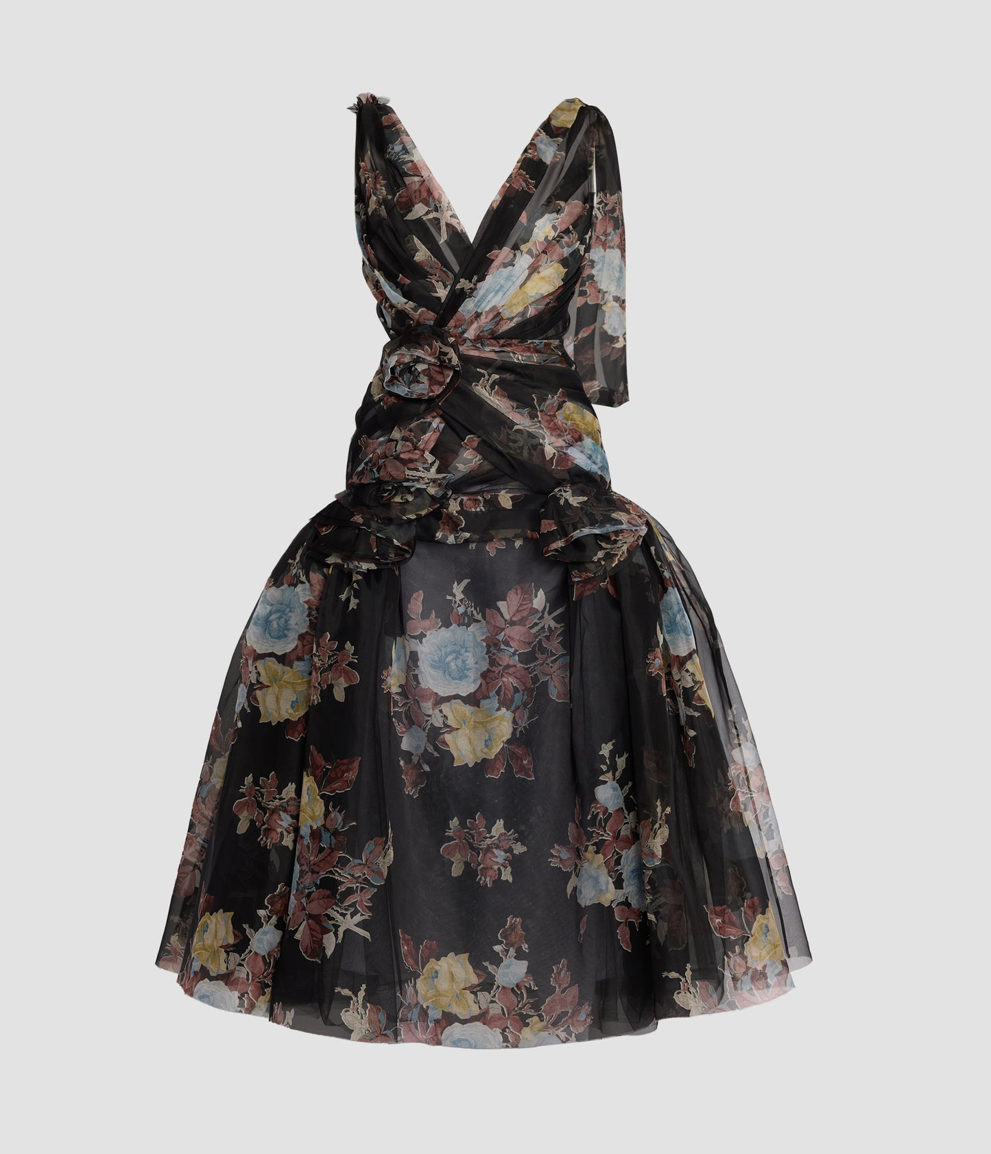 Floral Silk Organza Midi Dress