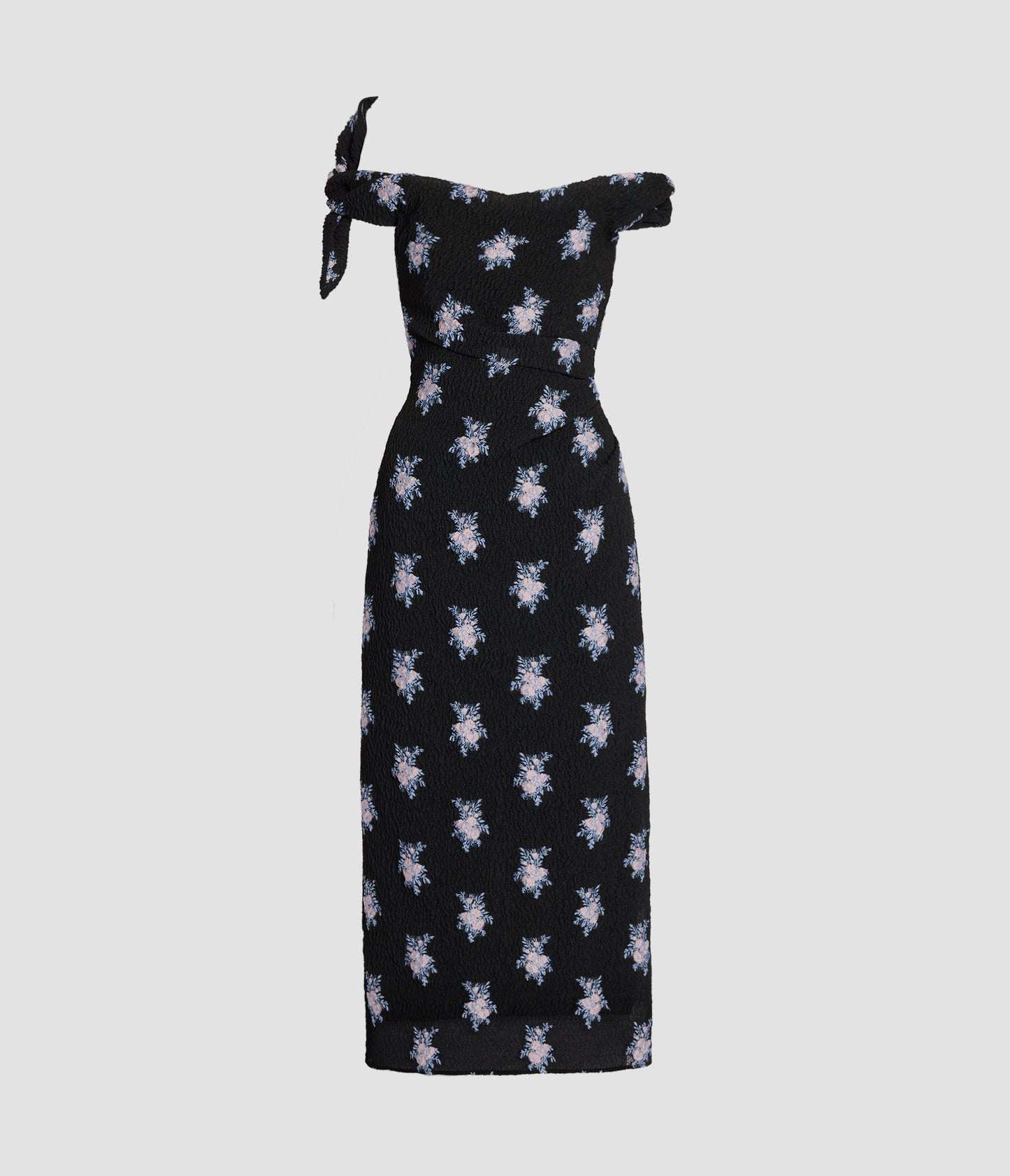 Floral Organza Fil Coupe Off-the-Shoulder Midi Dress