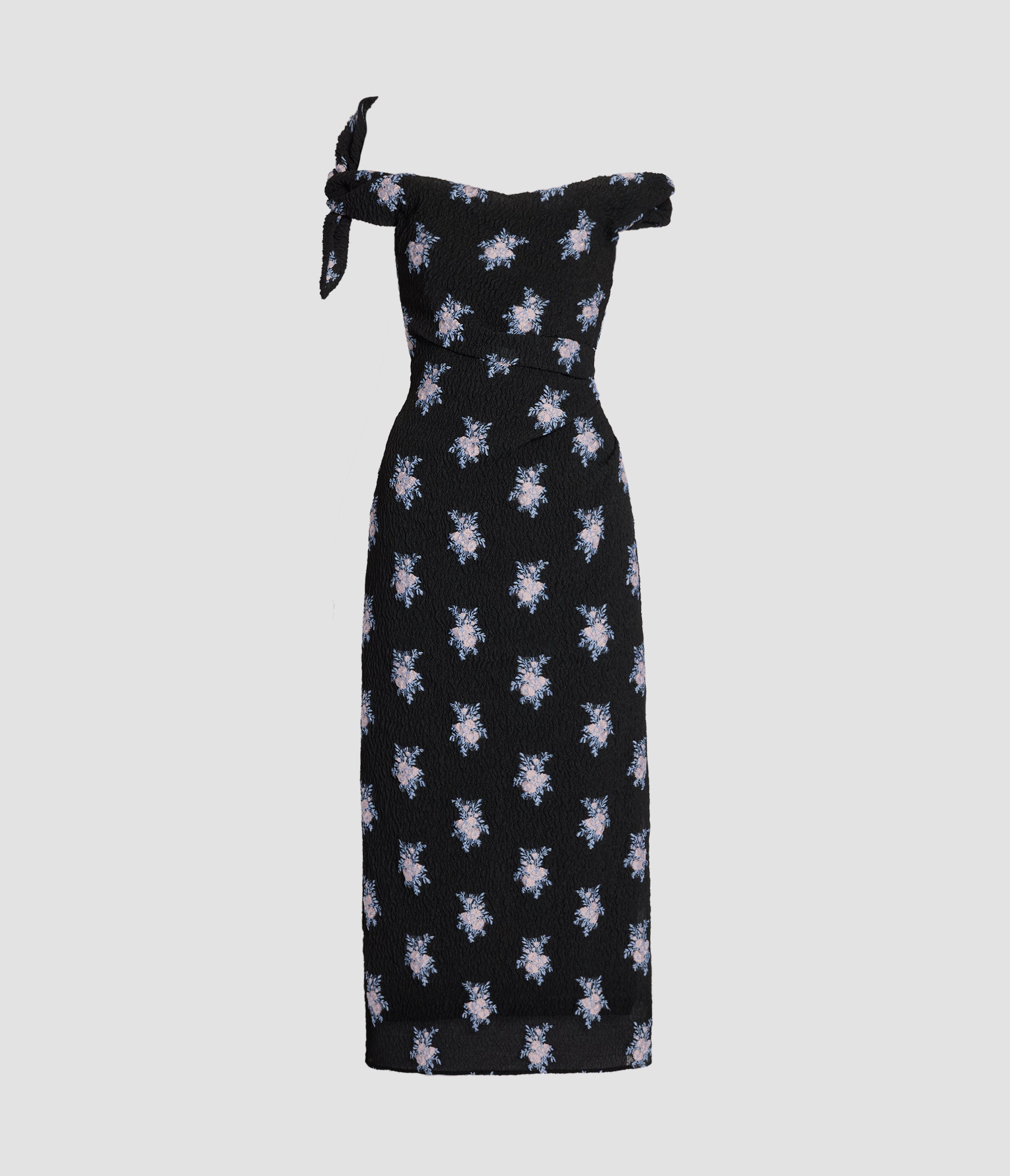 Floral Organza Fil Coupe Off-the-Shoulder Midi Dress