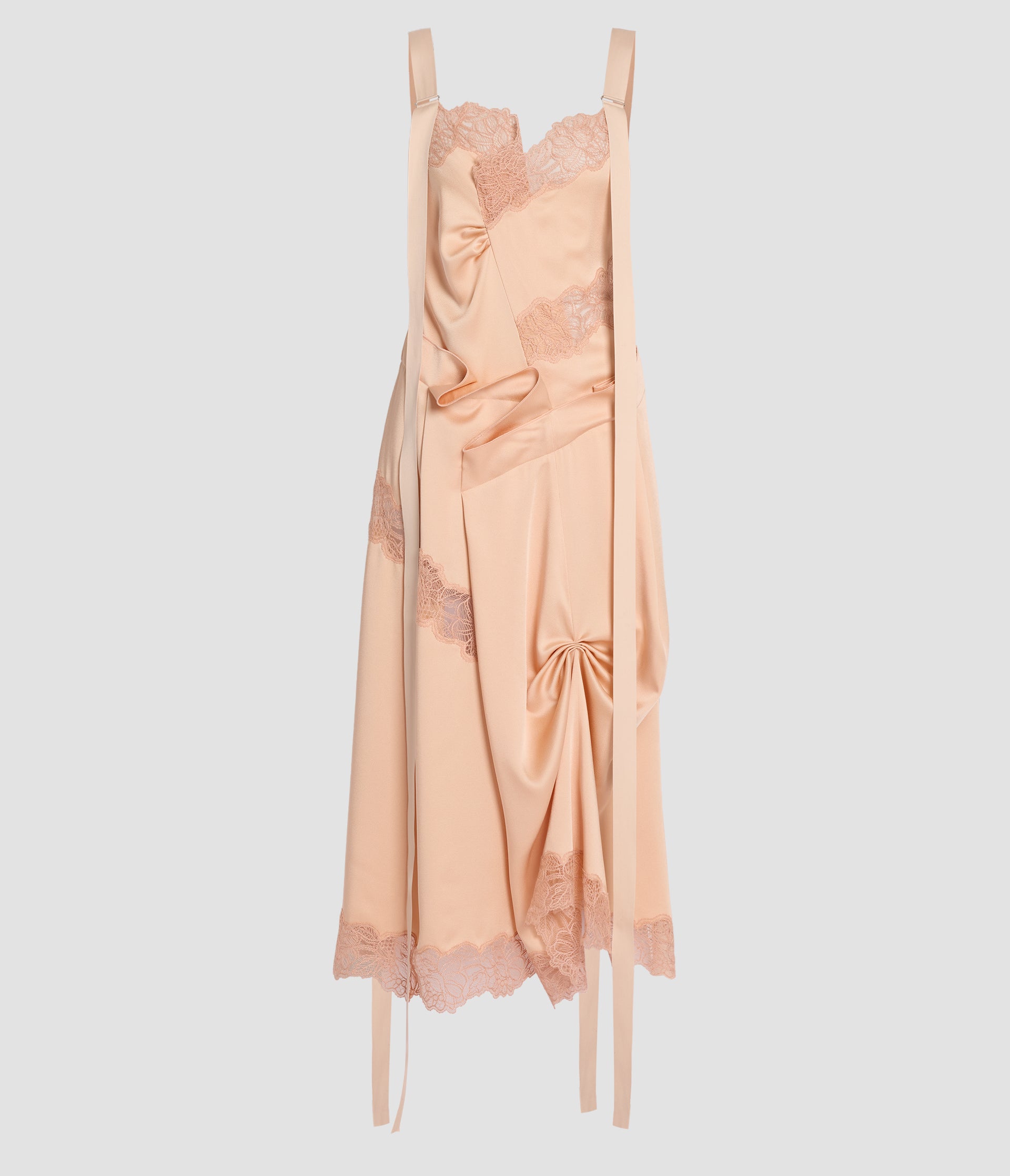 Lace and Satin Cady Sleeveless Midi Dress