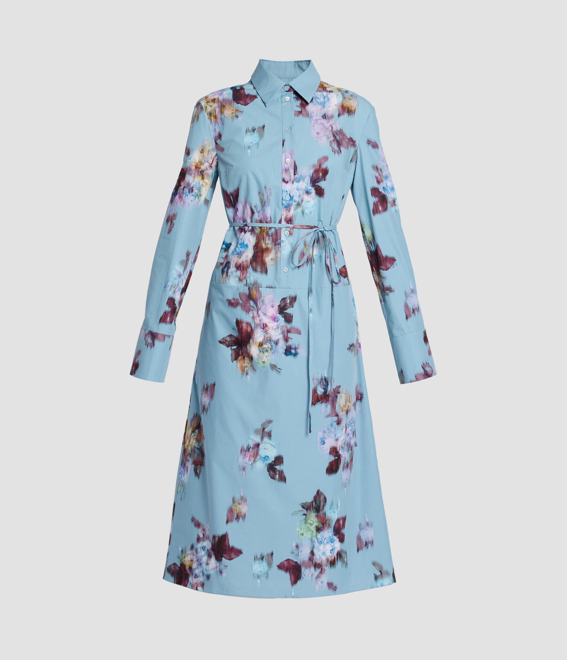 Floral Cotton Poplin Midi Shirt Dress