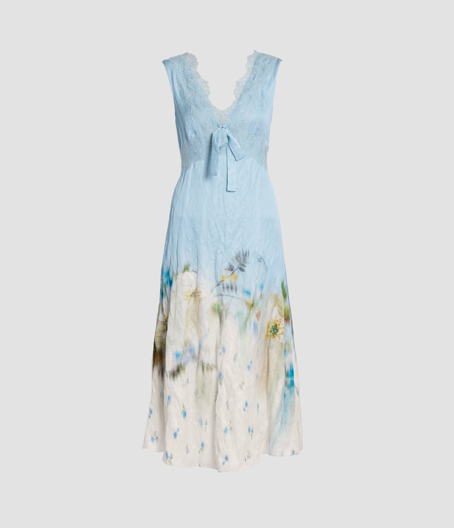 Floral Print Crushed Satin Midi Dress