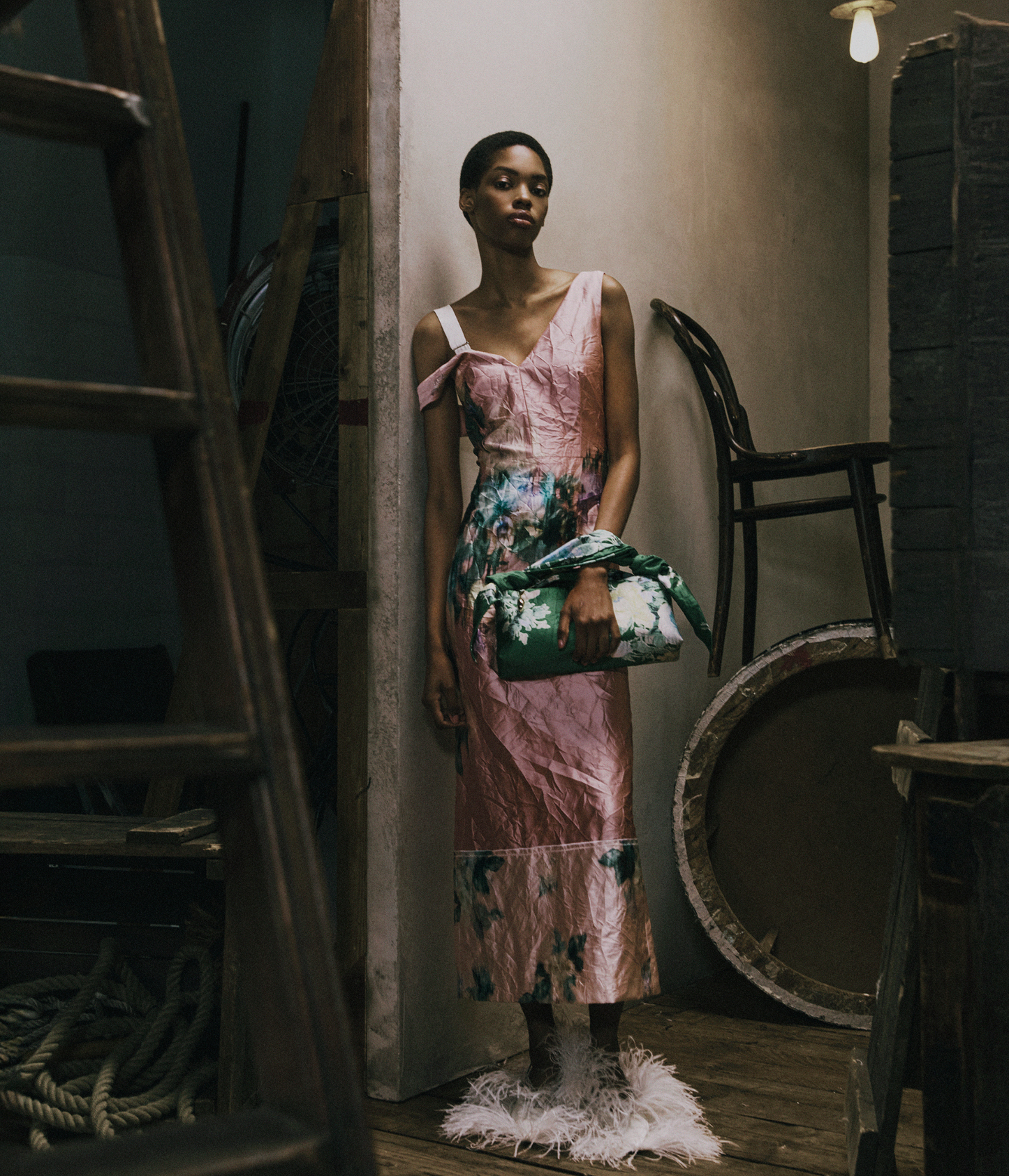 Floral Textured Satin Dress