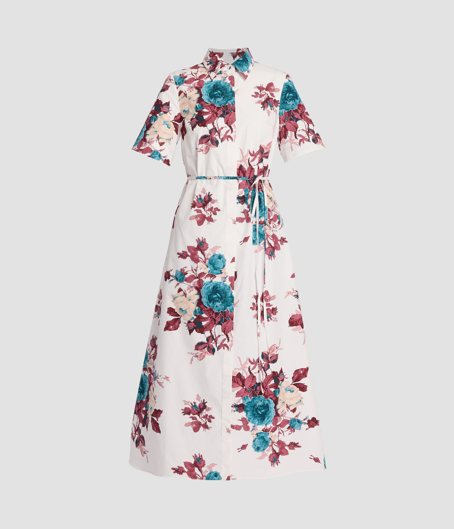 Floral Print Cotton Poplin Short Sleeve Dress