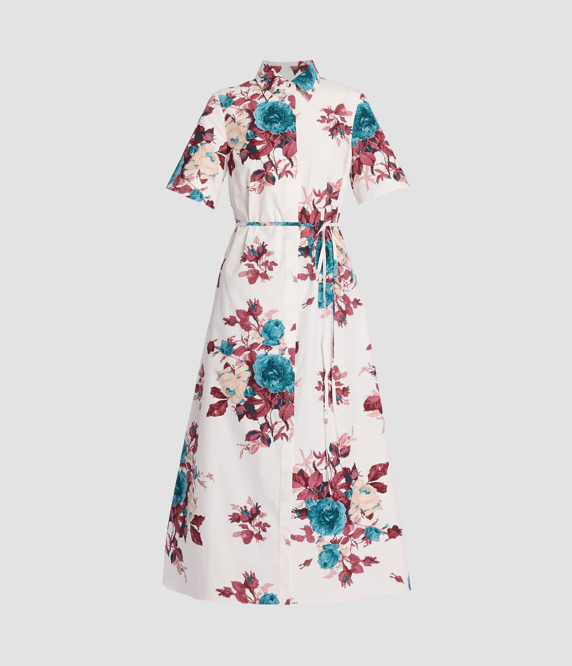 Floral Print Cotton Poplin Short Sleeve Dress