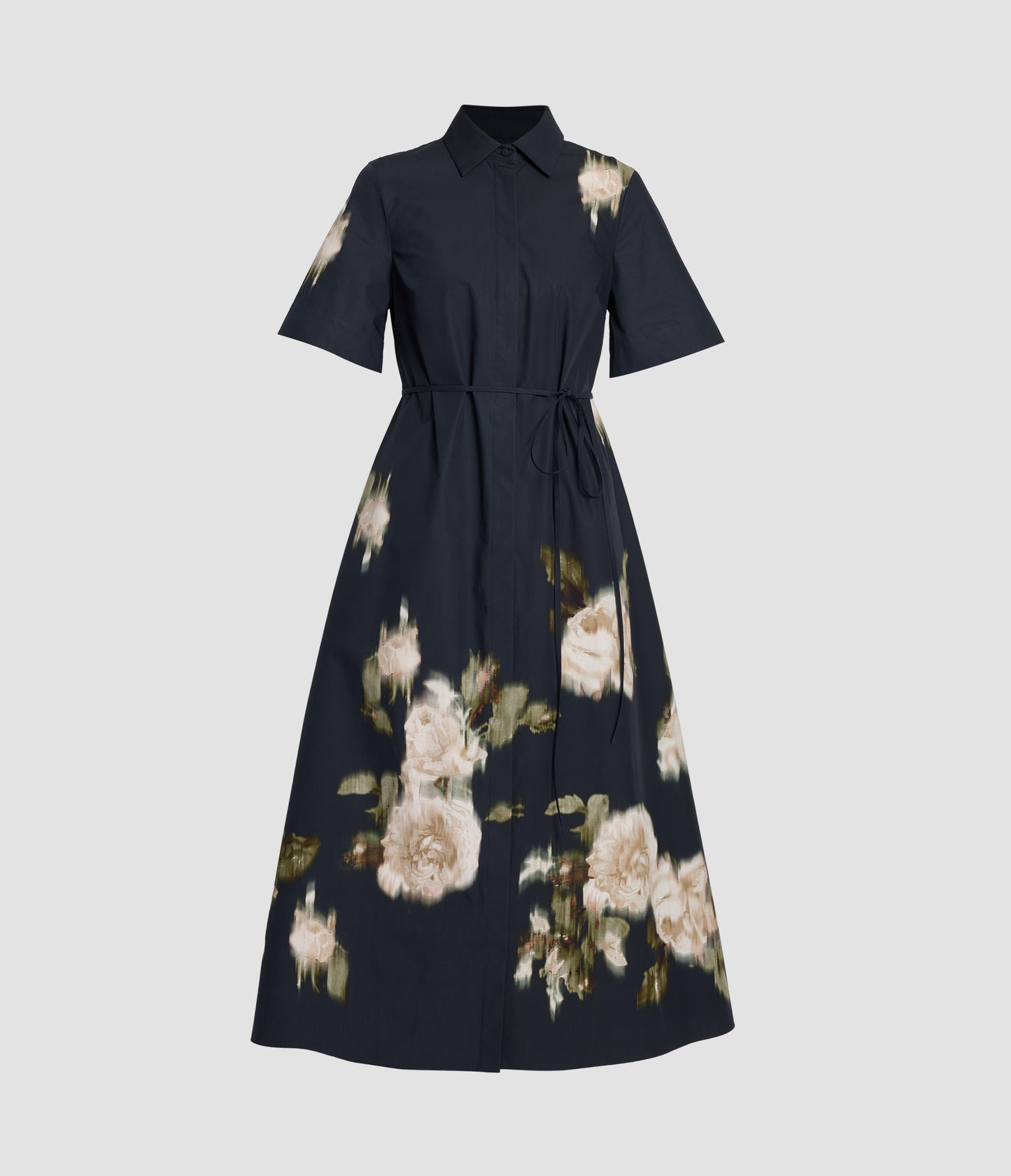 Floral Print Cotton Poplin Short Sleeve Dress