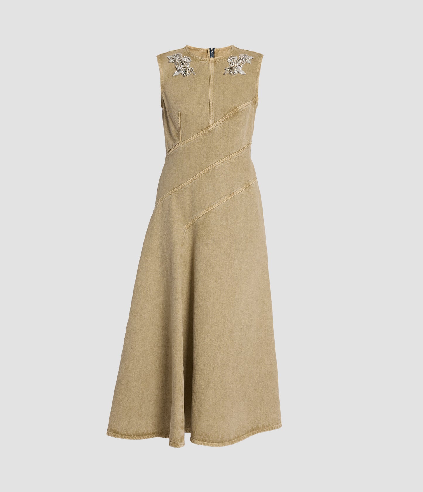 Embroidered Denim Sleeveless Dress