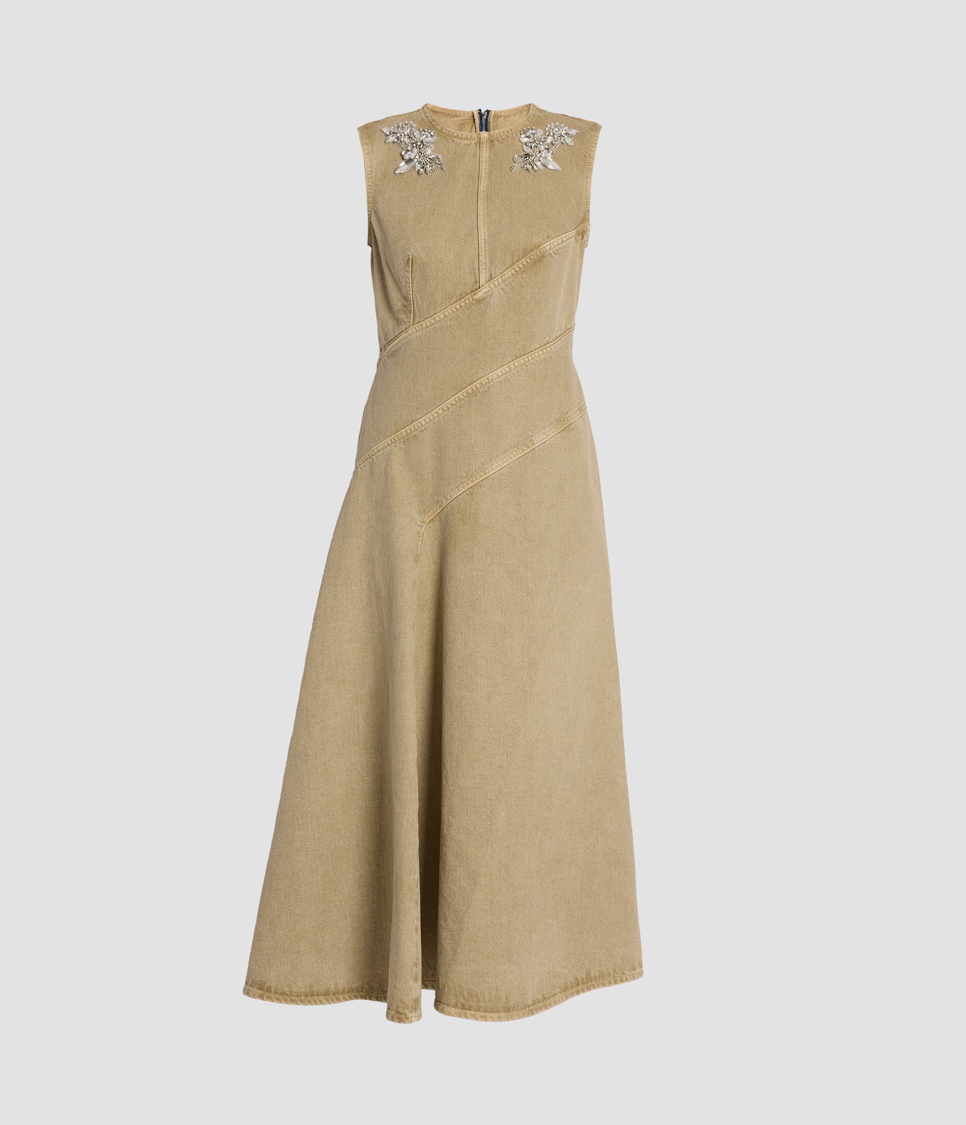 Embroidered Denim Sleeveless Dress
