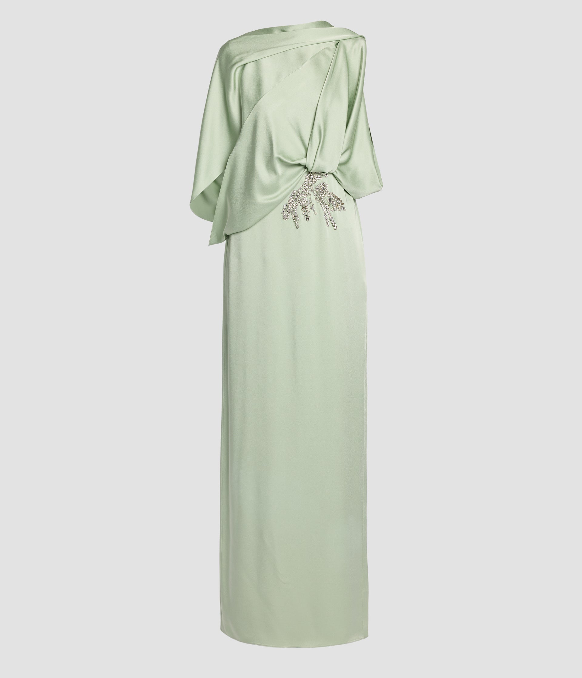 Floral Satin Cady Draped Gown