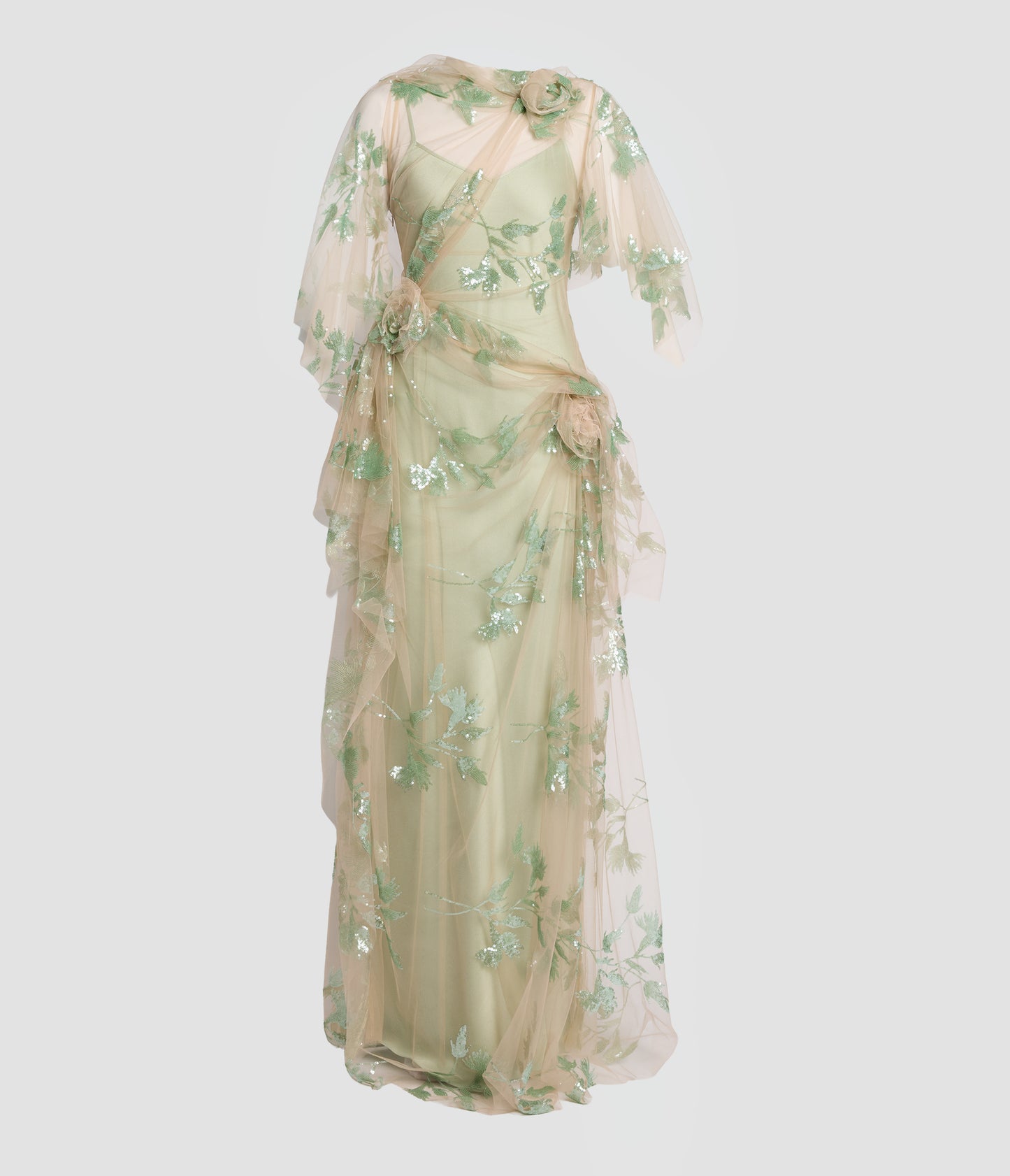Sequin Flower Tulle Gown